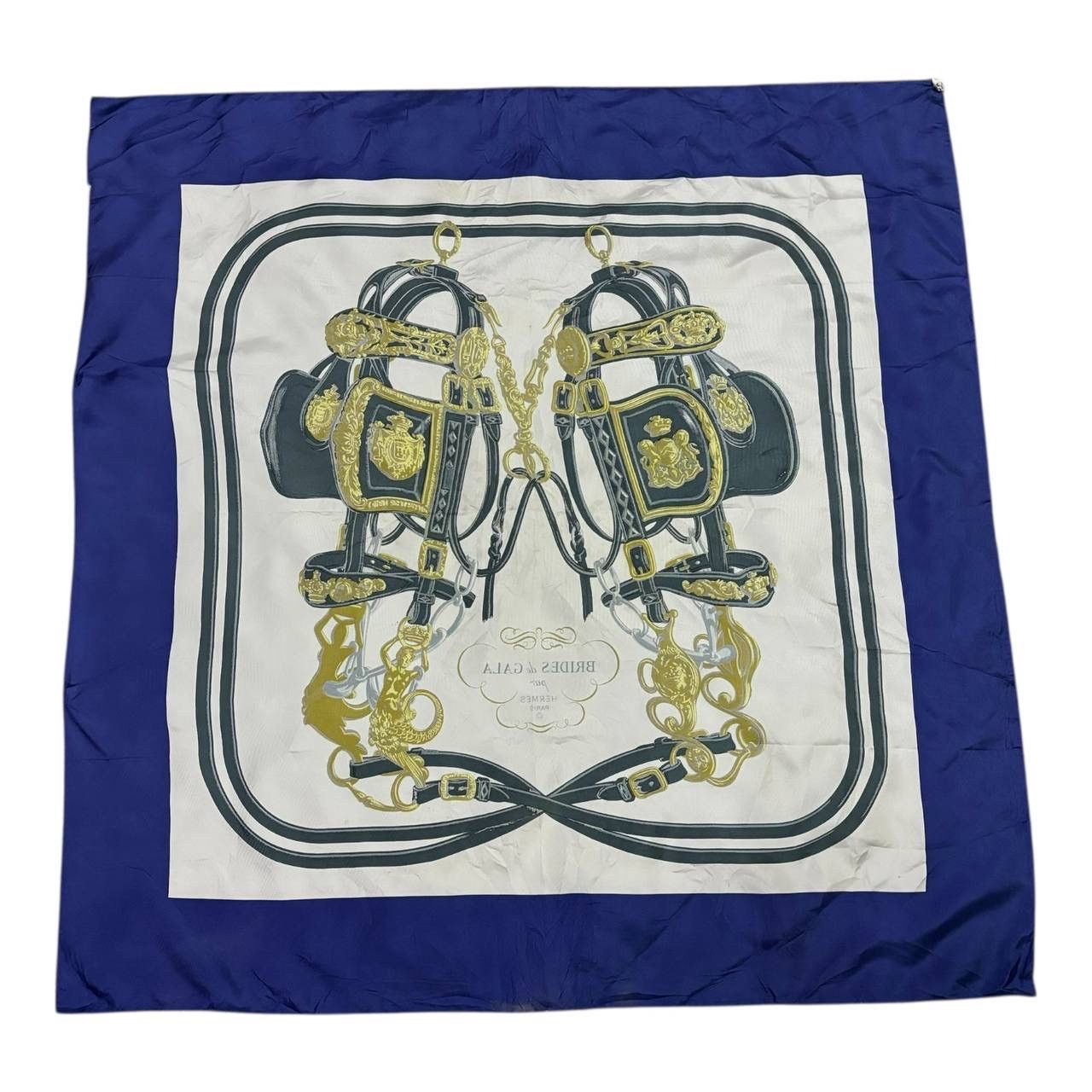 Hermes Hermes Brides de Gala Silk Scarf 90cm Vintage Navy Gold Size ONE SIZE - 2 Thumbnail