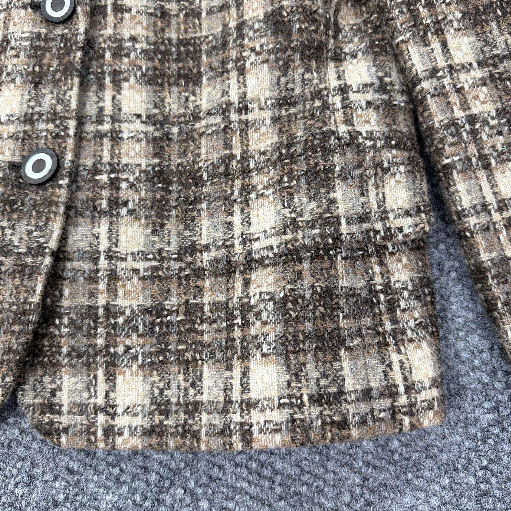 Jones New York VINTAGE Jones New York Blazer Womens 8 Brown Plaid Tweed Two Button Business Workwear Size M / US 6-8 / IT 42-44 - 4 Thumbnail