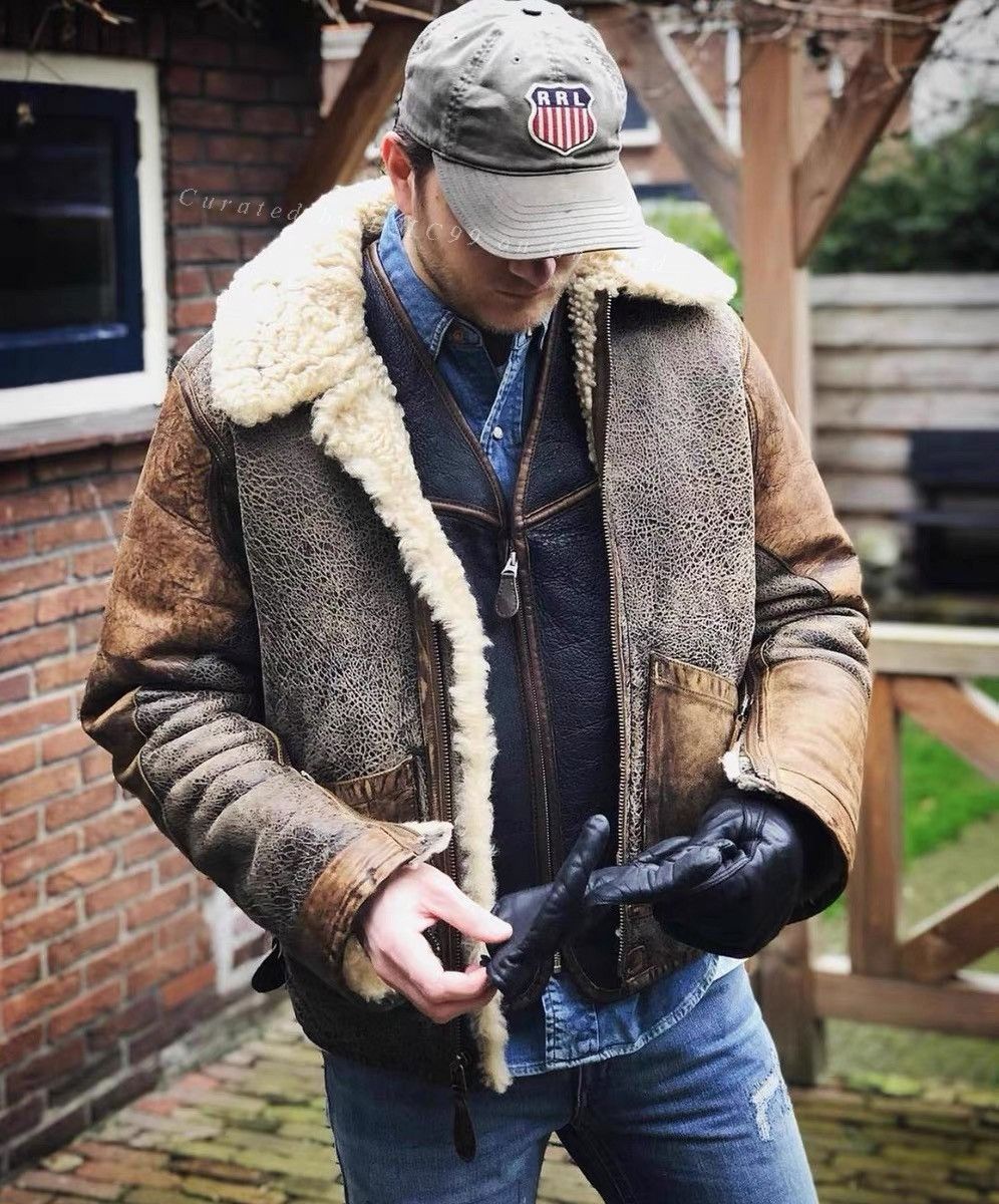 RRL Ralph Lauren RRL B3 Shearling Leather Jacket Size US S / EU 44-46 / 1 - 1 Thumbnail