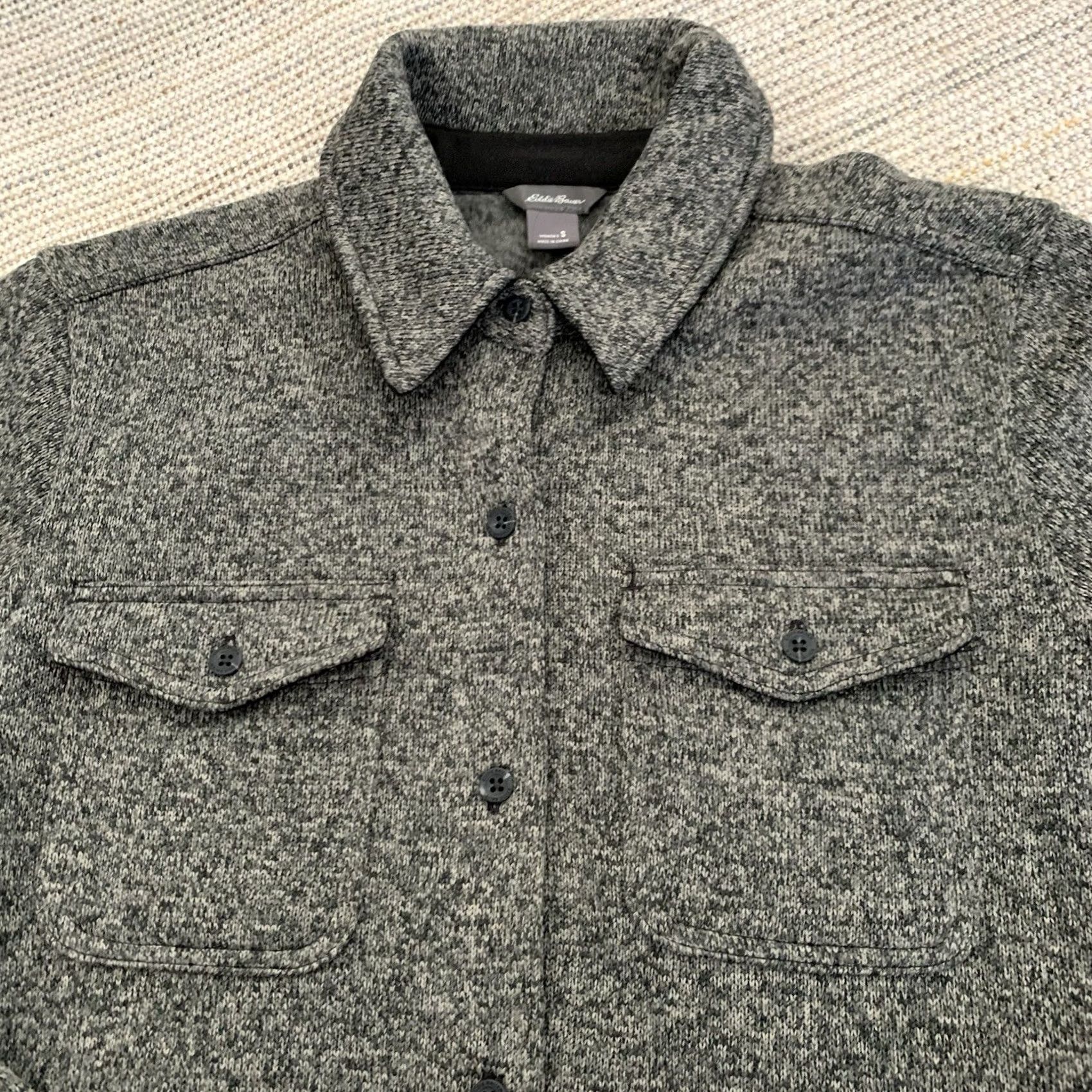 Eddie Bauer VINTAGE? No. Eddie Bauer Shacket Shirt Jacket Womens Small Brown Black Knit Button-Up Size S / US 4 / IT 40 - 3 Thumbnail