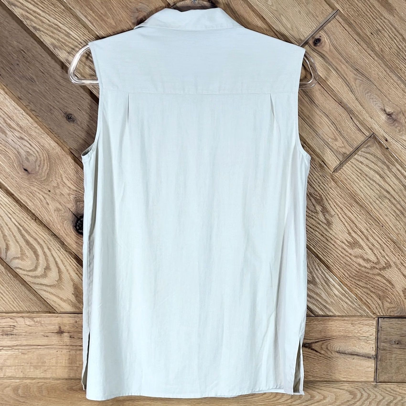 Annex Anne Carson Silk Blouse Womens Small Sleeveless Button Down Pocket Beige Size S / US 4 / IT 40 - 3 Thumbnail