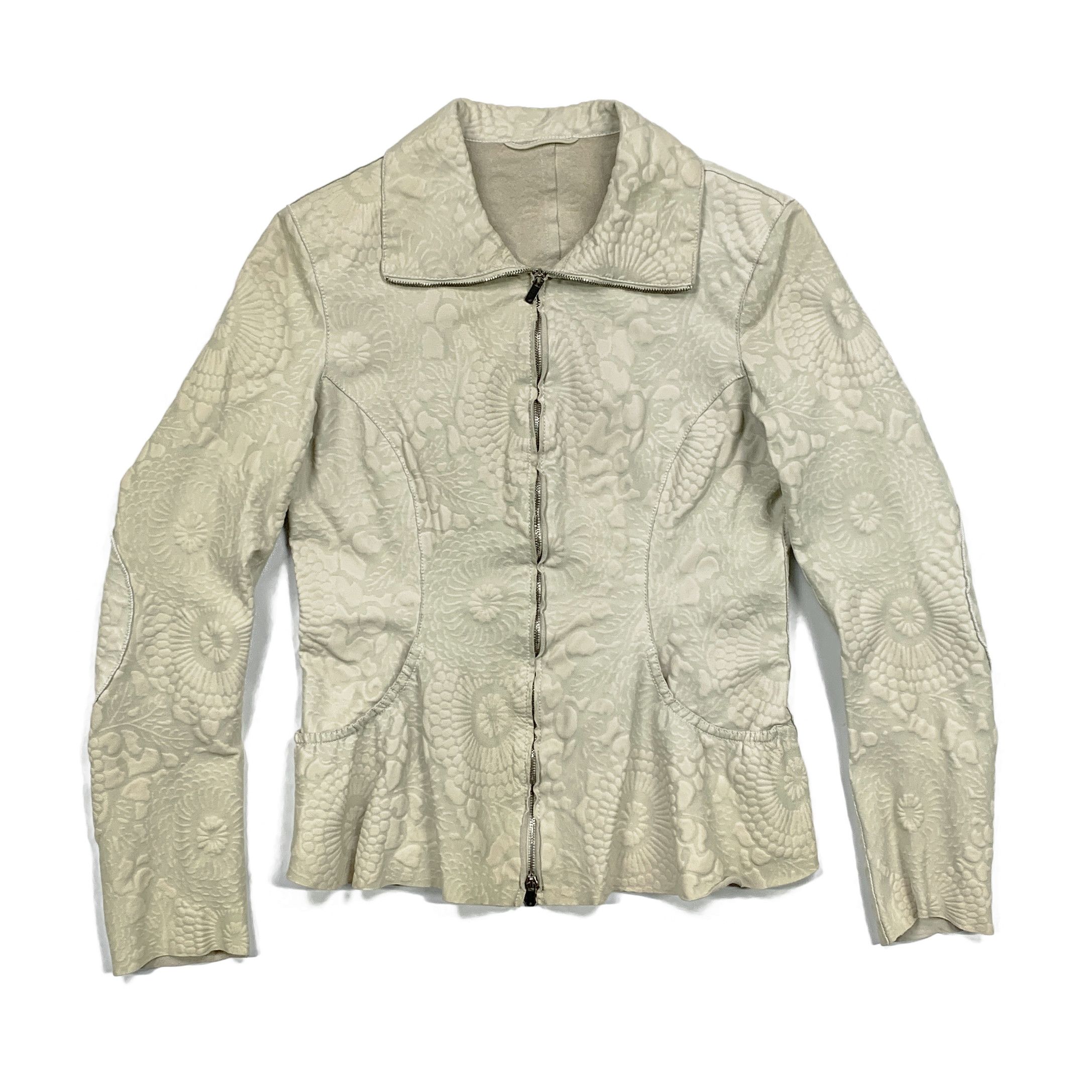 Armani × Emporio Armani 00s Floral Textured Leather Jacket Size M / US 6-8 / IT 42-44 - 1 Thumbnail