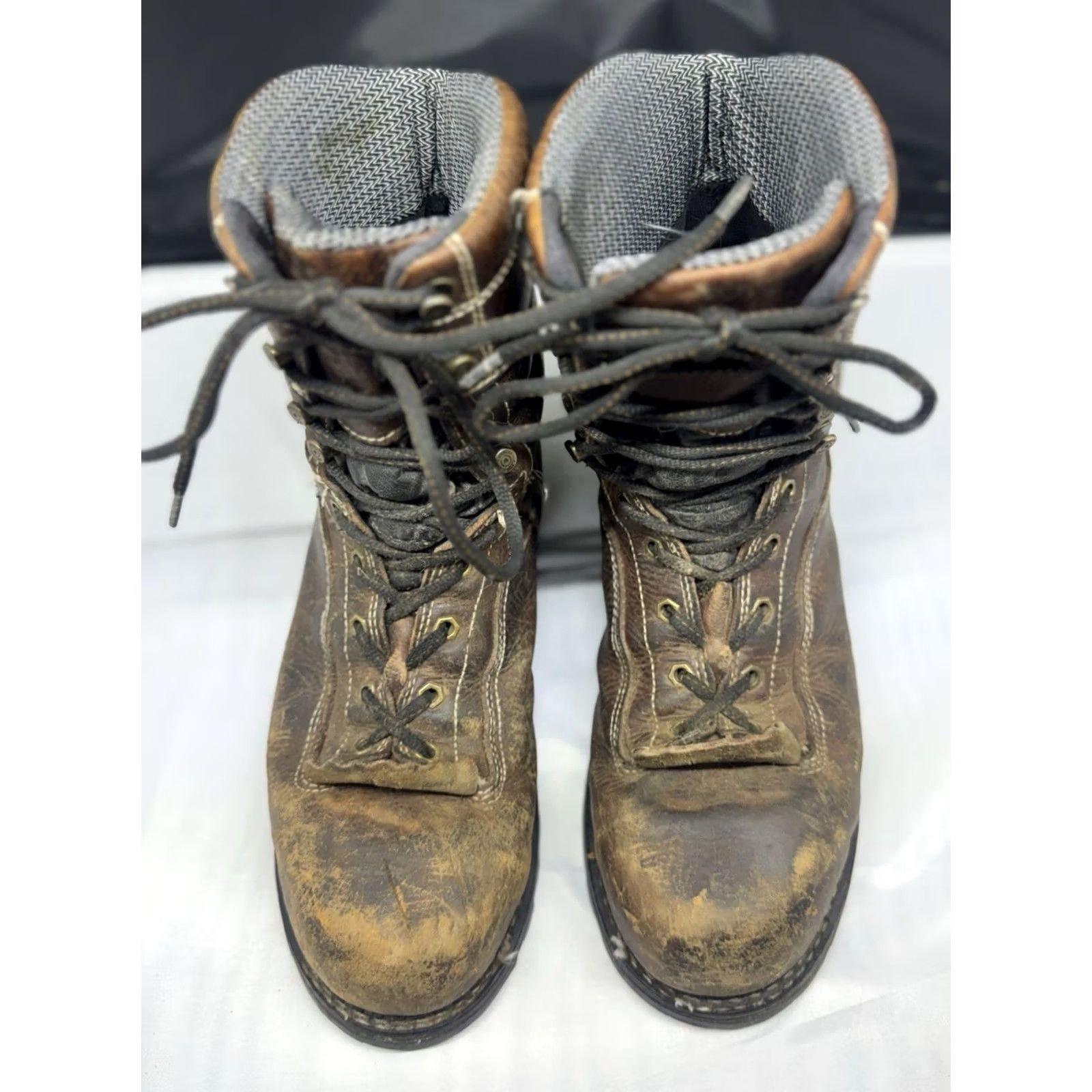 Vintage GEORGIA BOOT MEN'S LOGGER WATERPROOF Steel Toe Boots Brown 10W Shoes Leather Size US 9 / EU 42 - 4 Thumbnail
