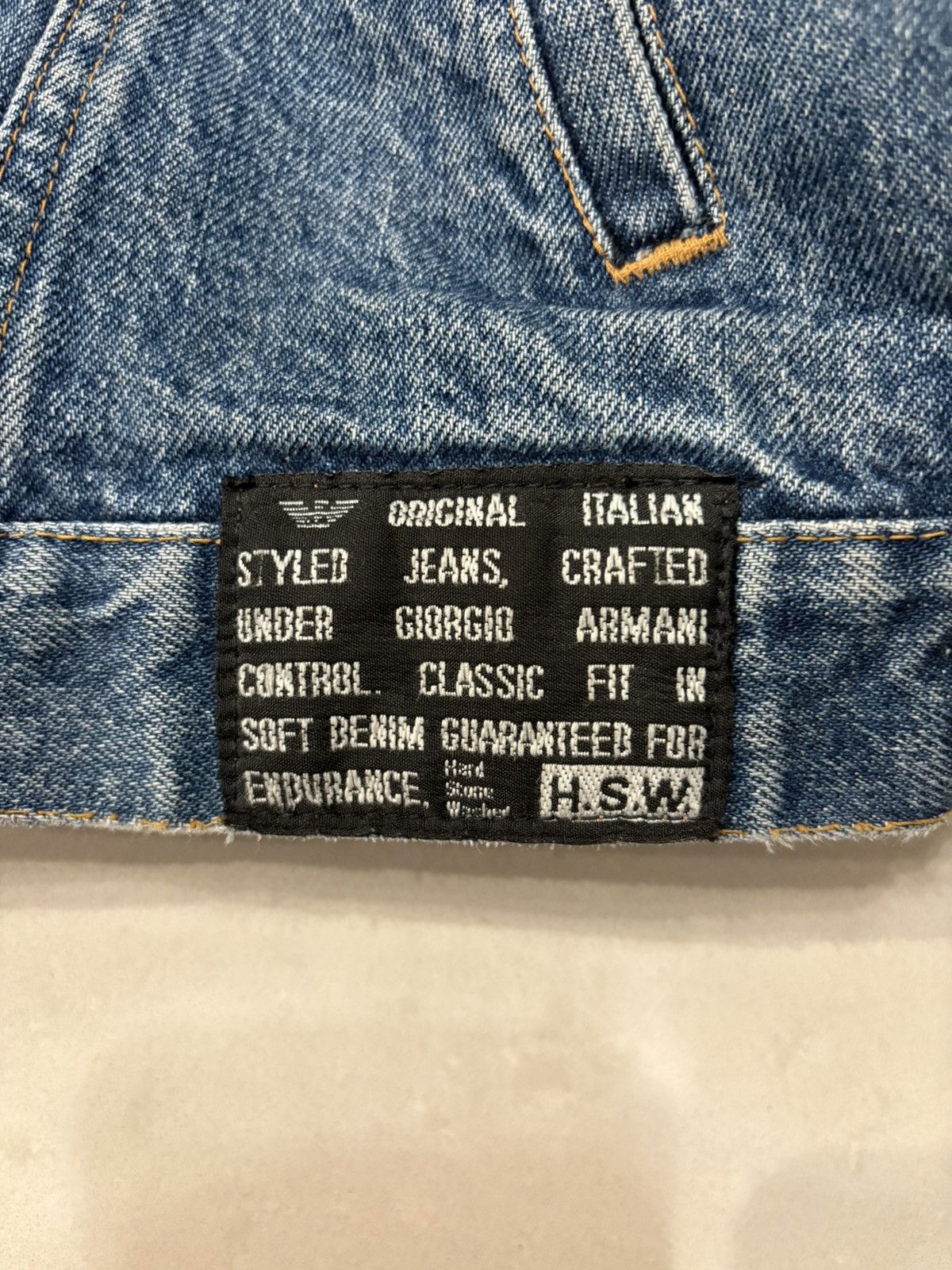 Emporio Armani 80s/90s Emporio Armani Made in Italy Denim Trucker Jacket Size US M / EU 48-50 / 2 - 4 Thumbnail
