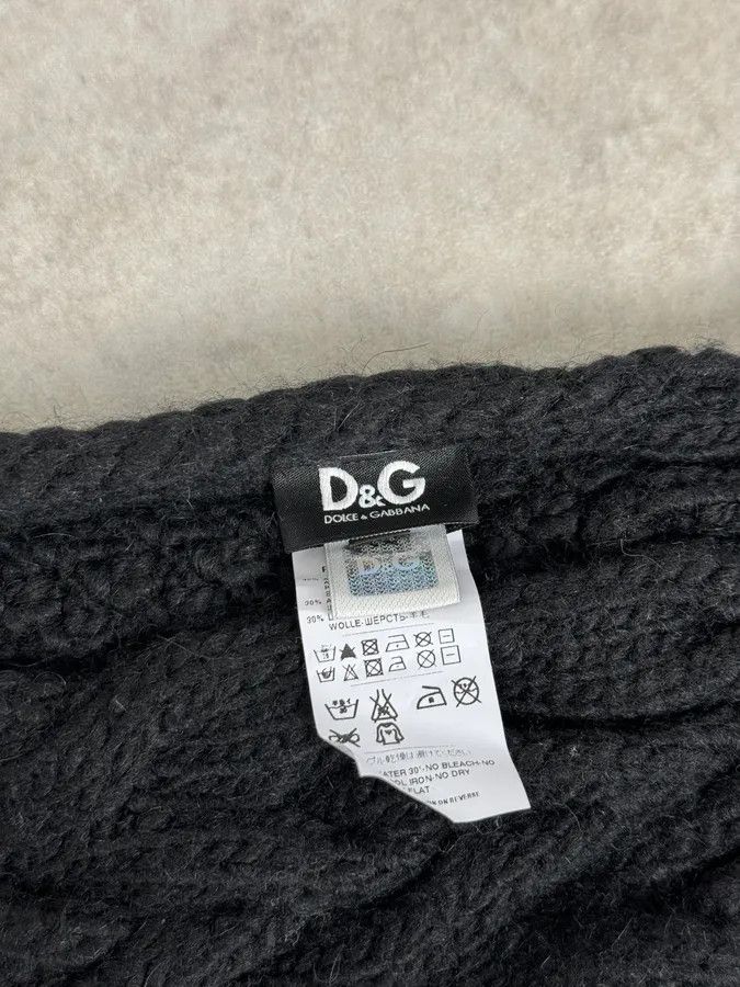 Dolce & Gabbana Dolce & Gabbana Black Wool Cable Knit Scarf Size ONE SIZE - 4 Thumbnail