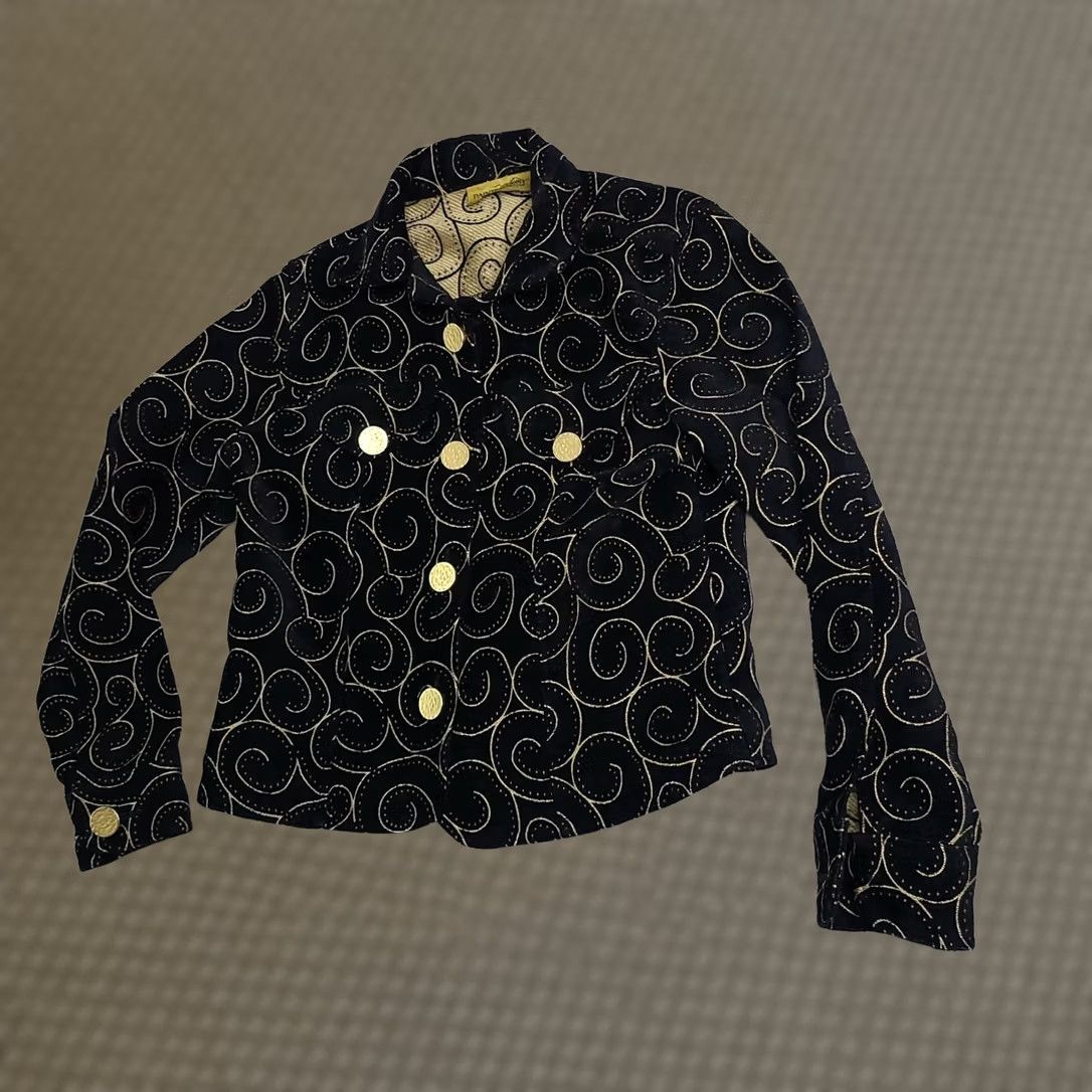 PONY VINTAGE Painted Pony Blazer Women's Small Geometric Artsy Jacket Black Gold 80s 90s USA Size S / US 4 / IT 40 - 1 Thumbnail