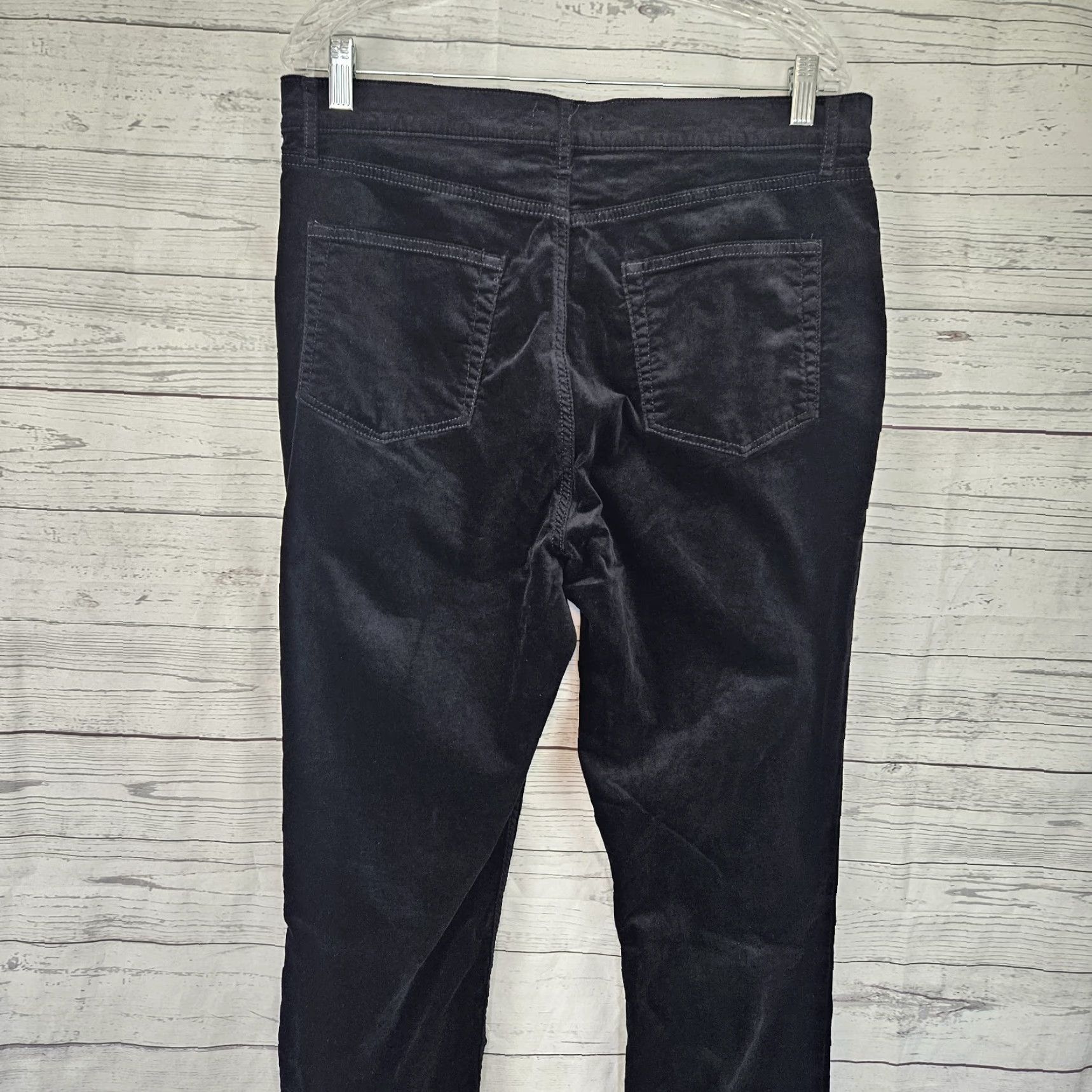 Loft VINTAGE LOFT Ann Taylor LOFT Womens Velvet Skinny Pants Sz 14 Solid Black High Rise Size 36" / US 14 / IT 50 - 4 Thumbnail