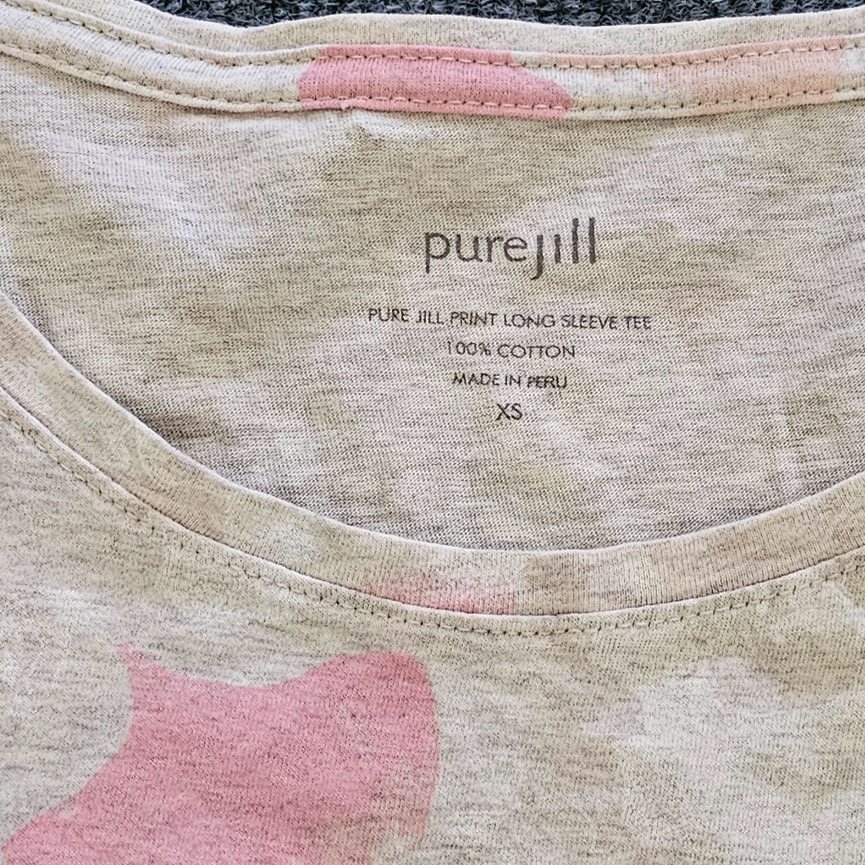 J. Jill J Jill Pure Jill Top Womens XS Beige Pink Long Sleeve Crew Neck Stretch Casual Shirt Size XS / US 0-2 / IT 36-38 - 3 Thumbnail