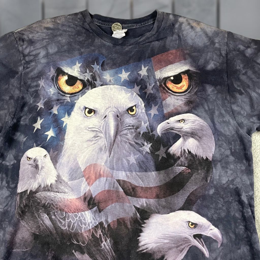 Vintage VINTAGE Eagle American Flag TShirt Mens Large Gray Nature Tie Dye Shirt Size US L / EU 52-54 / 3 - 1 Thumbnail