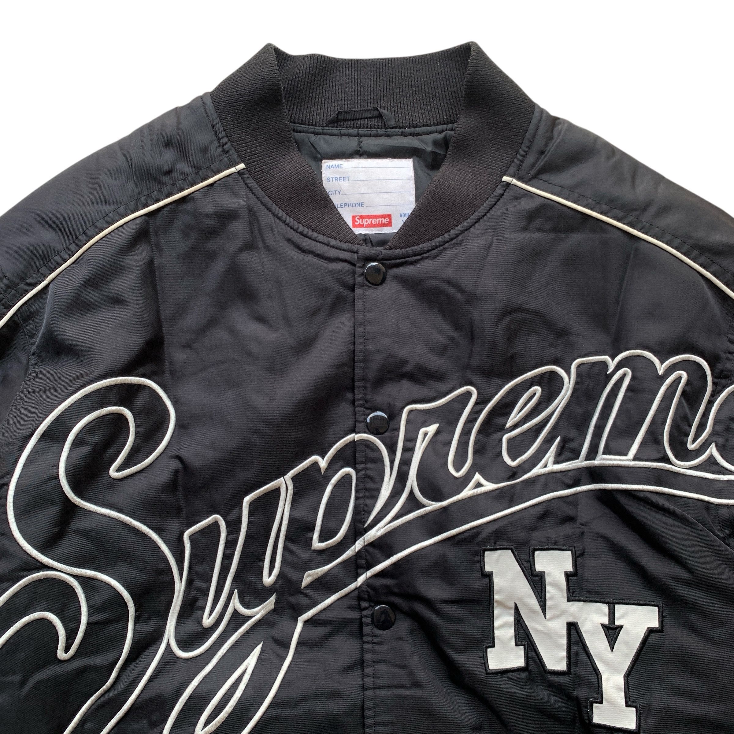 Supreme Supreme Script Contrast Varsity Bomber Jacket FW2020 Size US XL / EU 56 / 4 - 3 Thumbnail