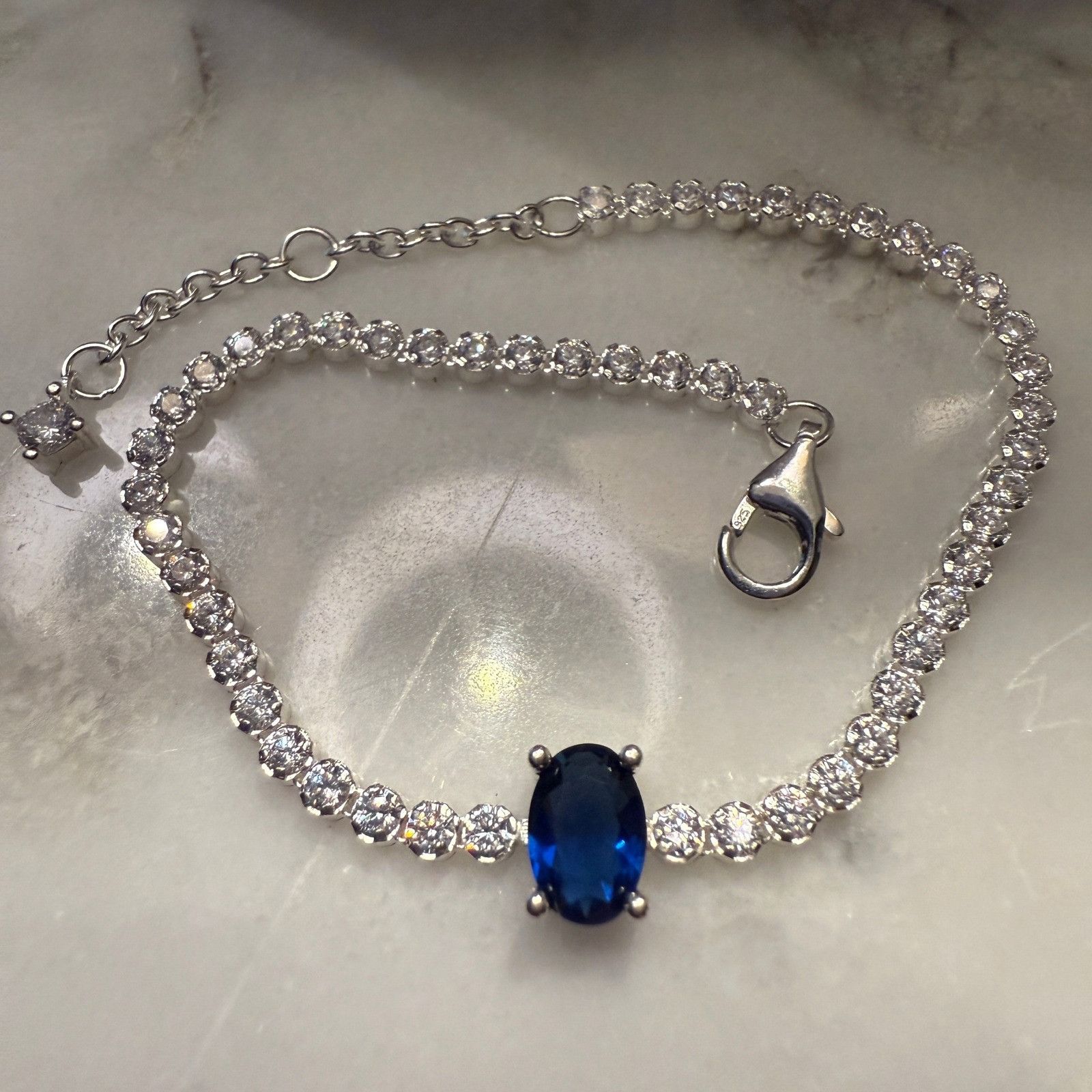pandora Authentic Pandora , SZ 18CM, Blue Sapphire Clear CZ Tennis B Size ONE SIZE - 5 Thumbnail