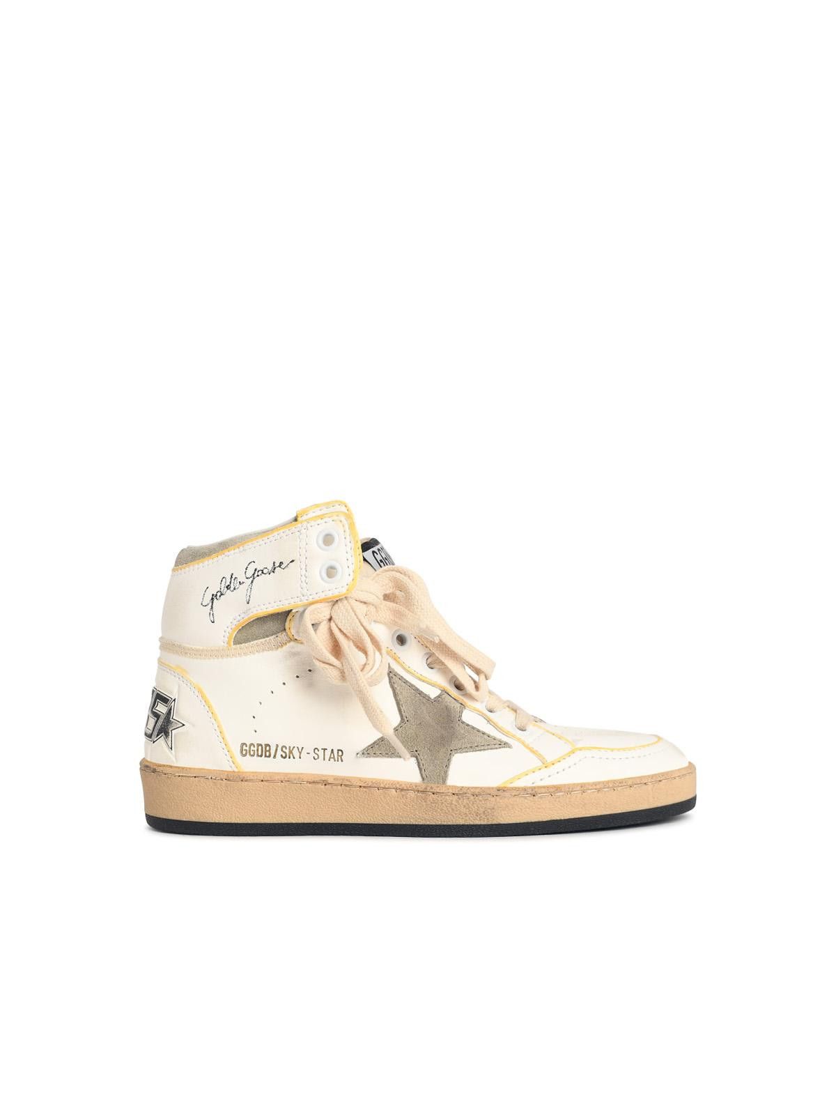 Golden Goose GOLDEN GOOSE 'Sky-Star' White Nappa Leather Sneakers With 'Taupe' Star Size US 11 / IT 41 - 1 Thumbnail