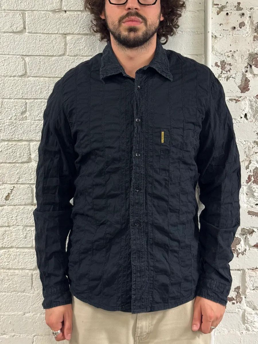 Emporio Armani Armani Dark Navy Wrinkled Shirt Size US L / EU 52-54 / 3 - 1 Thumbnail