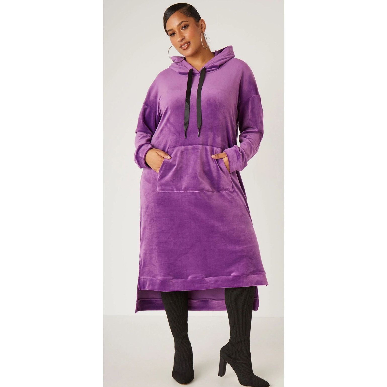 Other PLUS 18/20 2X | Women’s Hooded Velour Hi Low Lounge Dress Size XXL / US 16-18 / IT 52-54 - 1 Thumbnail