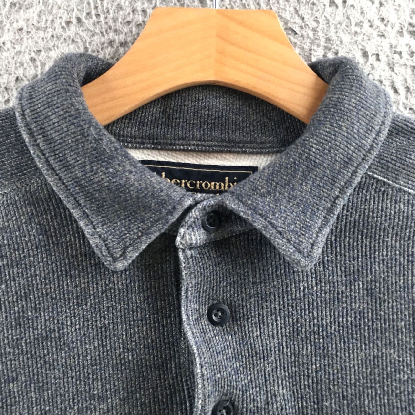 Abercrombie & Fitch Abercrombie & Fitch Polo Sweater Mens Large Grey Cotton Long Sleeve Pullover Size US L / EU 52-54 / 3 - 3 Thumbnail