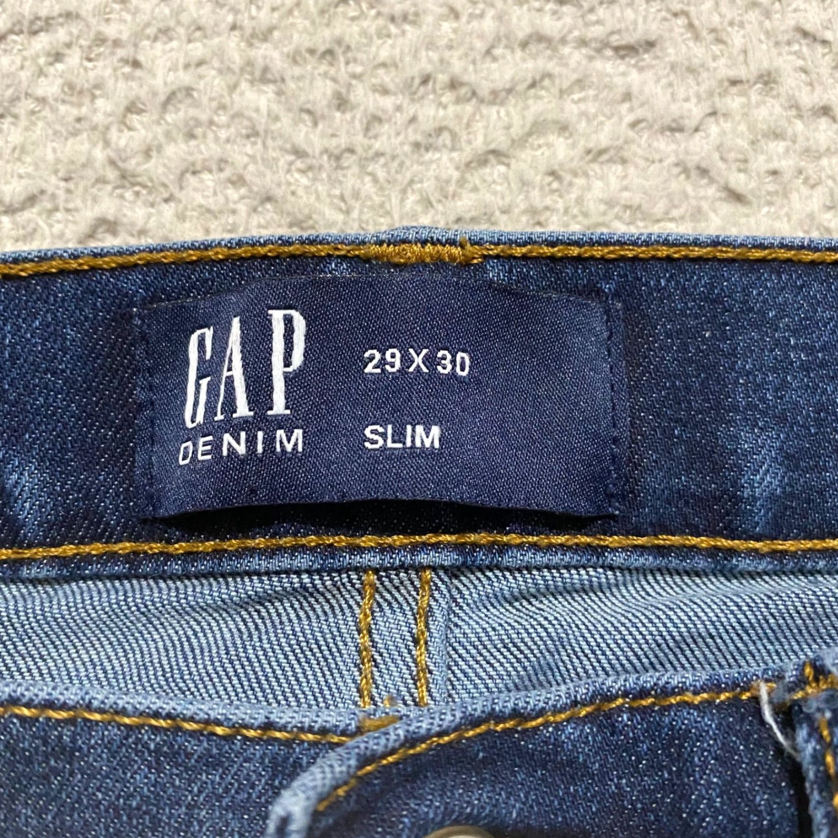 Gap Gap Jeans 29x30 Blue Denim Medium Wash Slim Straight Mid Rise Stretch Jeans Mens Regular 5-Pocket Blue 2101 Size US 29 - 3 Thumbnail