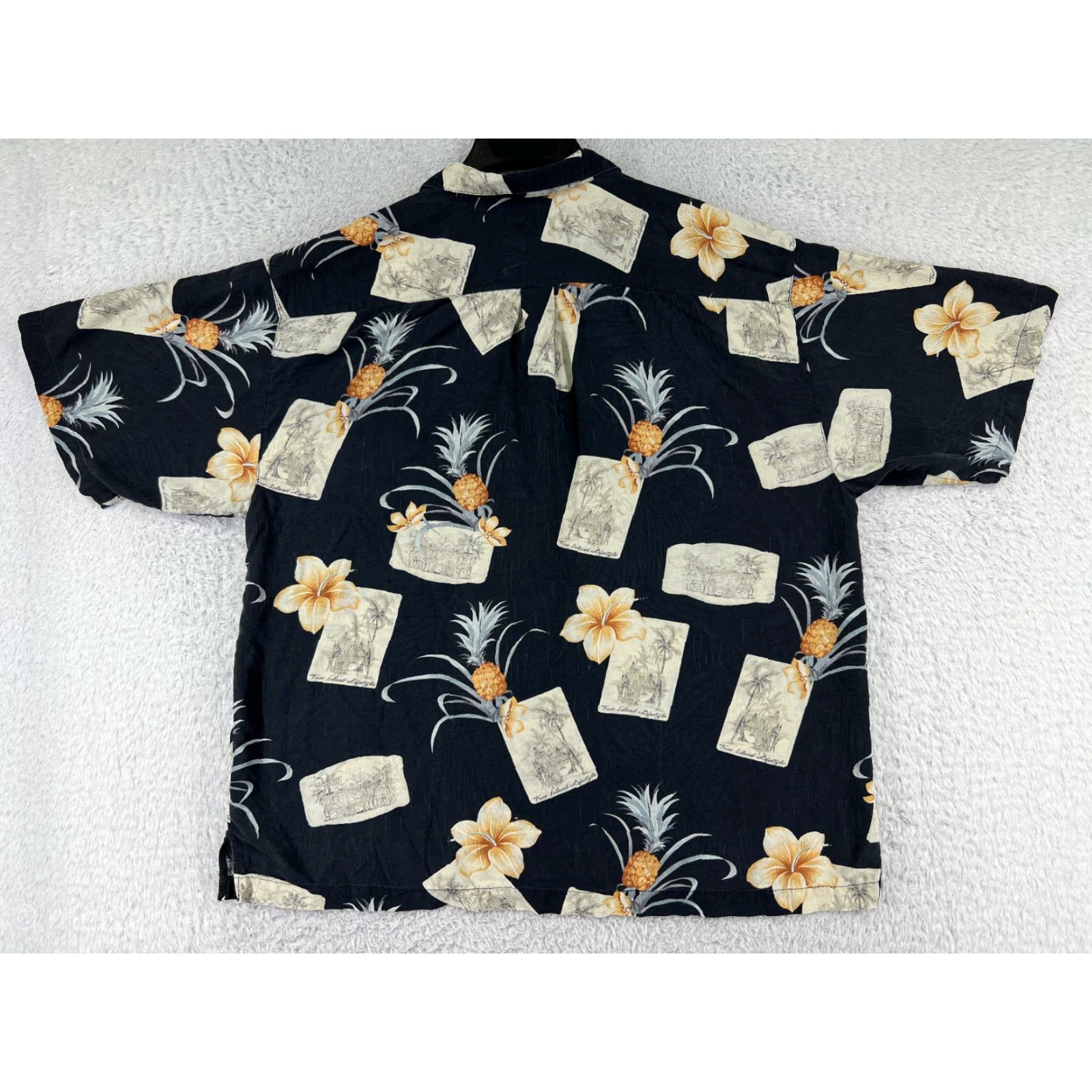 Vintage Jamaica Jaxx Shirt Mens XL Black Silk Hawaiian Island Palm Pineapple Size US XL / EU 56 / 4 - 2 Thumbnail