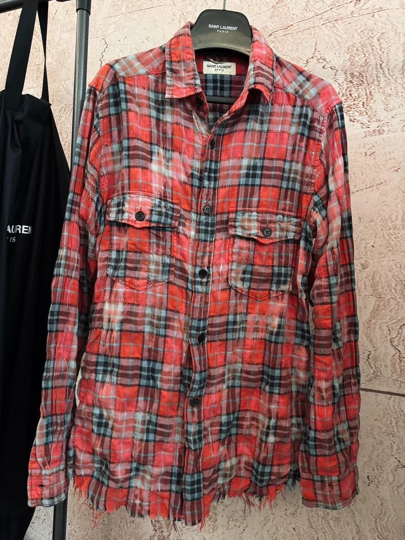 Saint Laurent Paris Saint Laurent Red Flannel Shirt M Size-2505