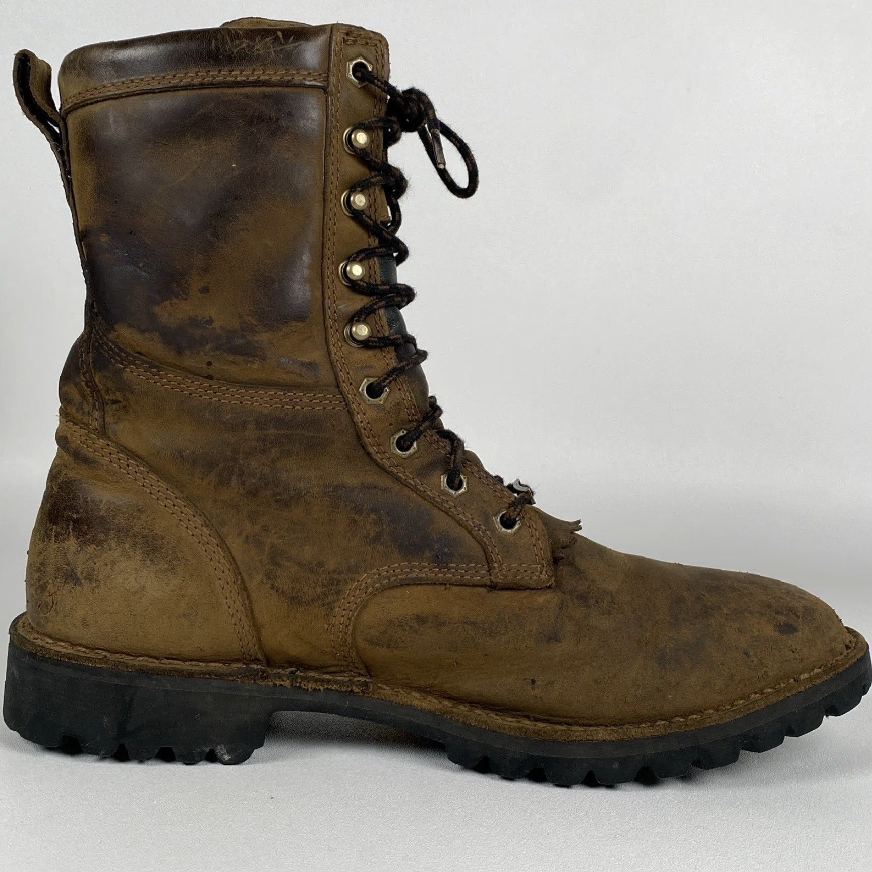 Danner Longhorn Roper GTX St Brown Leather Work Boots Mens 10.5D Leather Upper Cowboy Combat Boots USA Men’s Size 10.5 Brown D Width