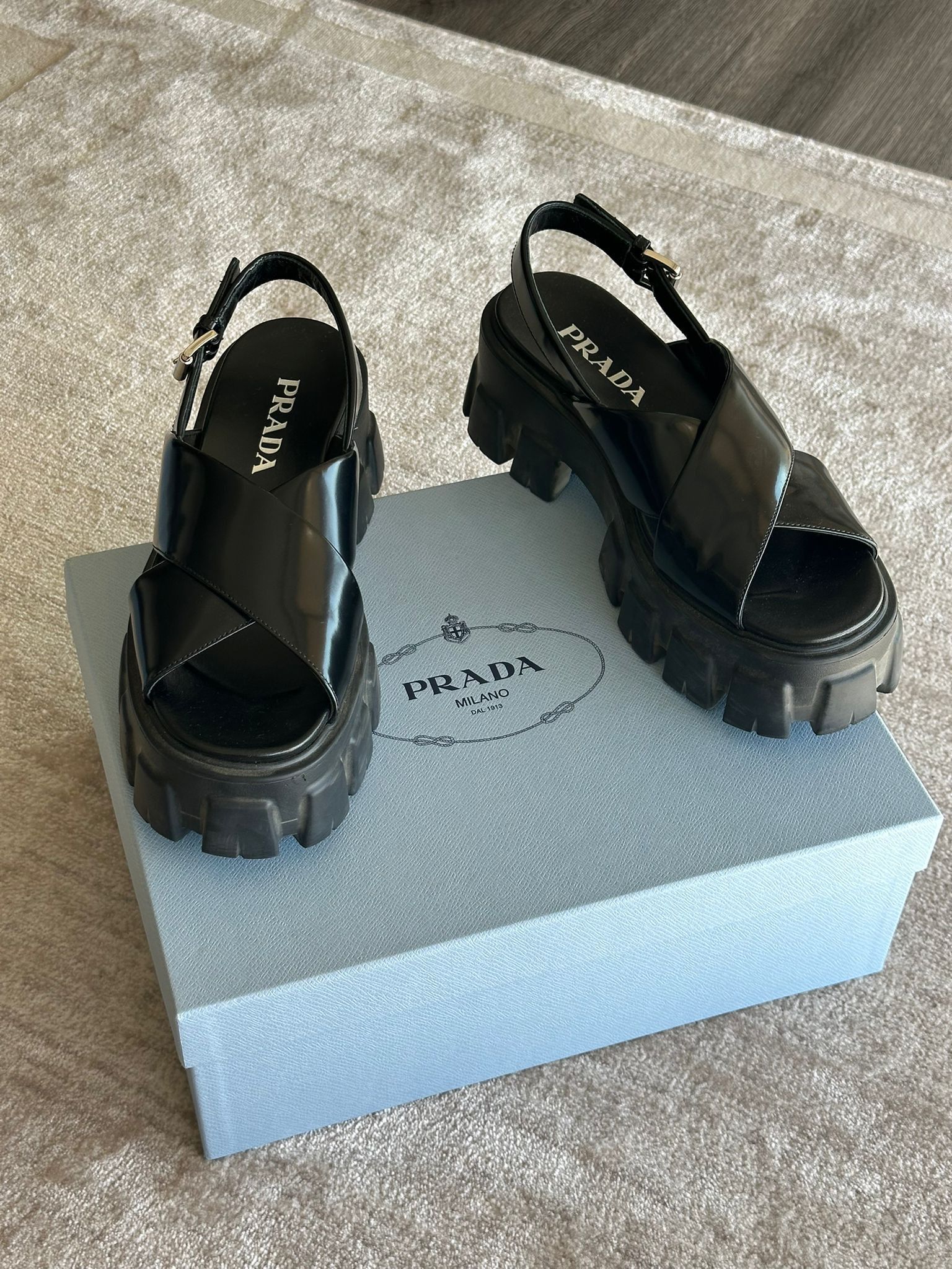 Prada (RRP $900) Prada Monolith Sandals Size US 8.5 / IT 38.5 - 1 Thumbnail