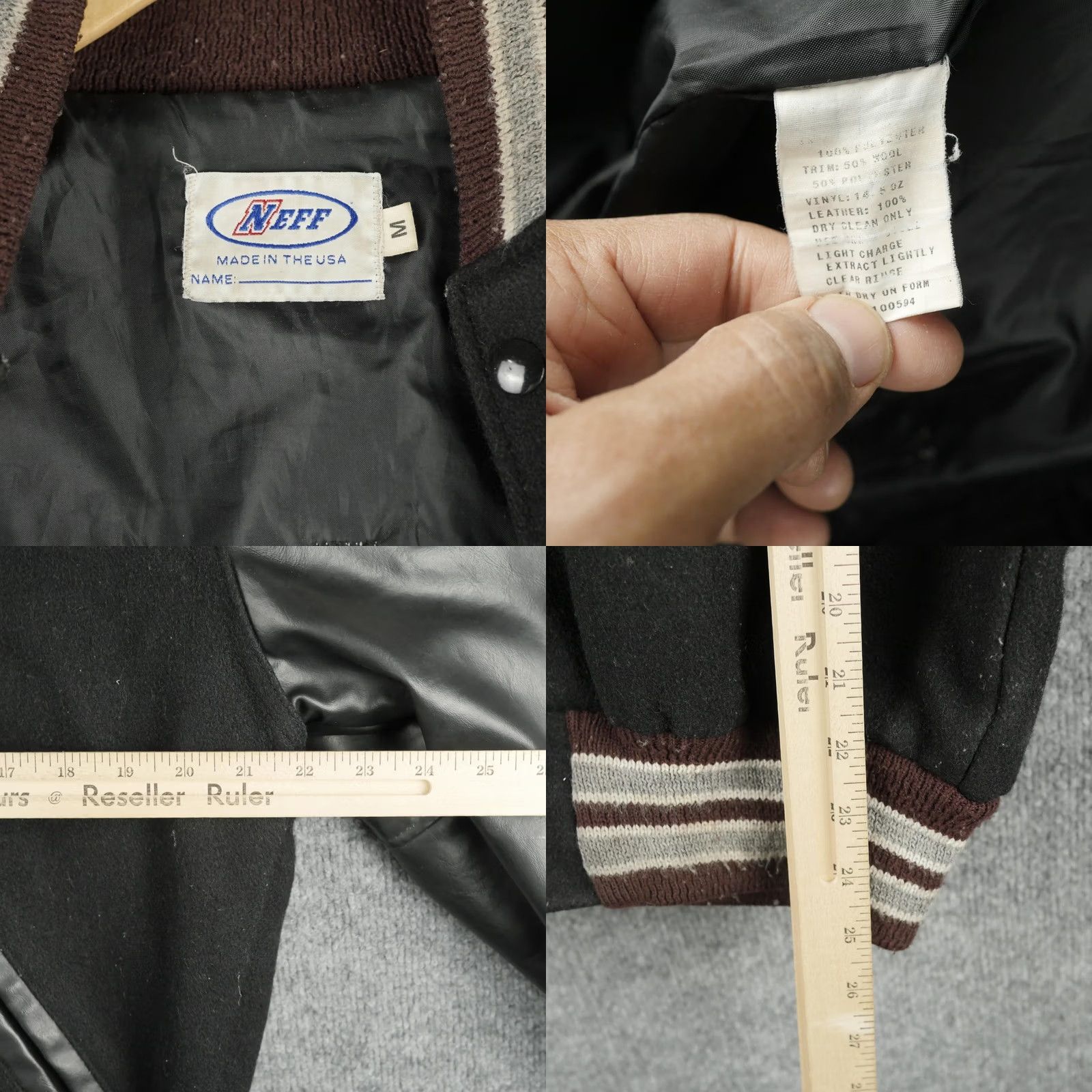 Vintage Neff Varsity Jacket Womens M Black Wool Leather Norland 08 Letterman School Embroidered Logo Pockets Snap Front Size M / US 6-8 / IT 42-44 - 8 Thumbnail