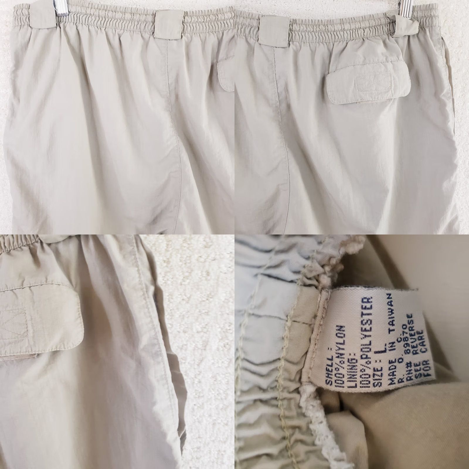Vintage Bimini Bay Drawstring Fishing Cargo Shorts Men's L Beige Nylon Pockets Cargo Pocket Tan Beige Chino Sitout Regular Motion Outdoors 90s Size US 33 - 8 Thumbnail