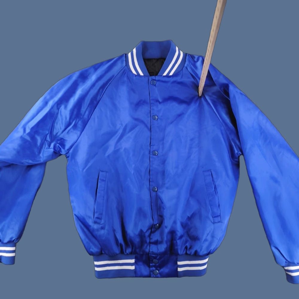 Vintage VINTAGE Auburn Jacket Mens M Blue Satin Bomber Jacket USA Made Size US M / EU 48-50 / 2 - 1 Thumbnail