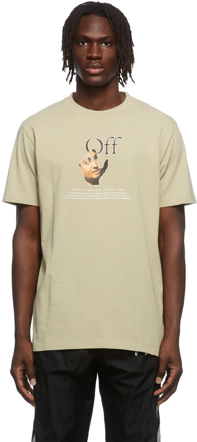 Off-White Beige Caravaggio Hand Off Logo T-Shirt Size US L / EU 52-54 / 3 - 2 Thumbnail