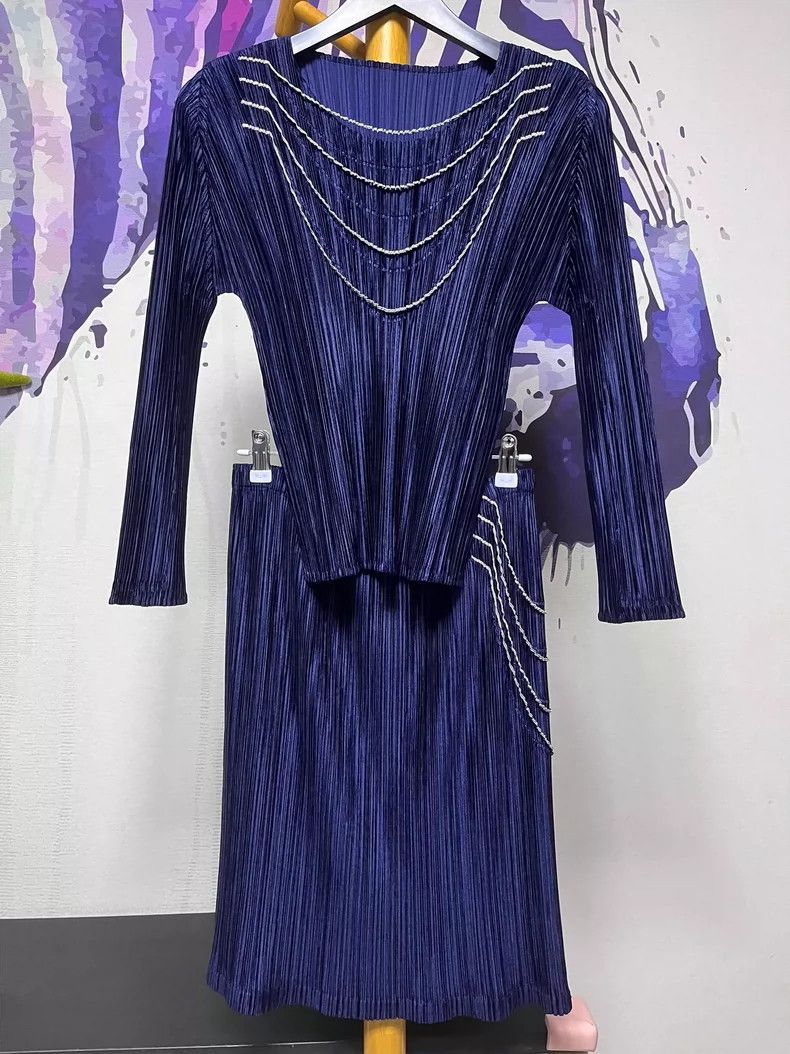Issey Miyake Issey Miyake Pleated Long-Sleeve Top & Skirt Set - dmc Size US M / EU 48-50 / 2 - 1 Thumbnail