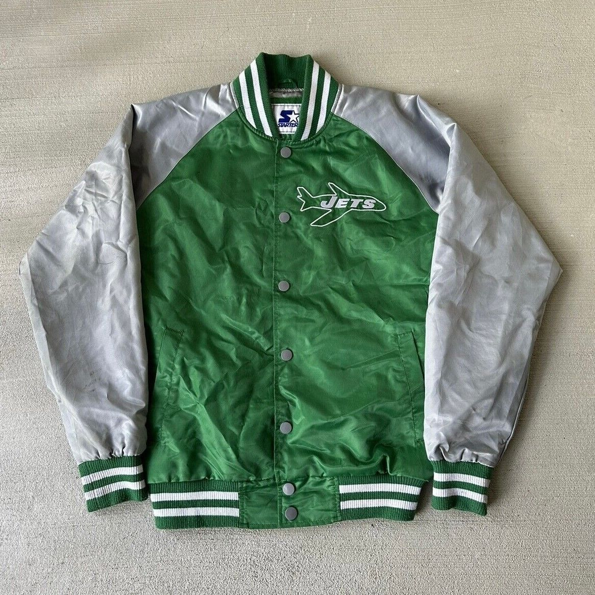 Starter STARTER Green and Gray NY Jets Satin Jacket Men’s Medium Size US M / EU 48-50 / 2 - 1 Thumbnail