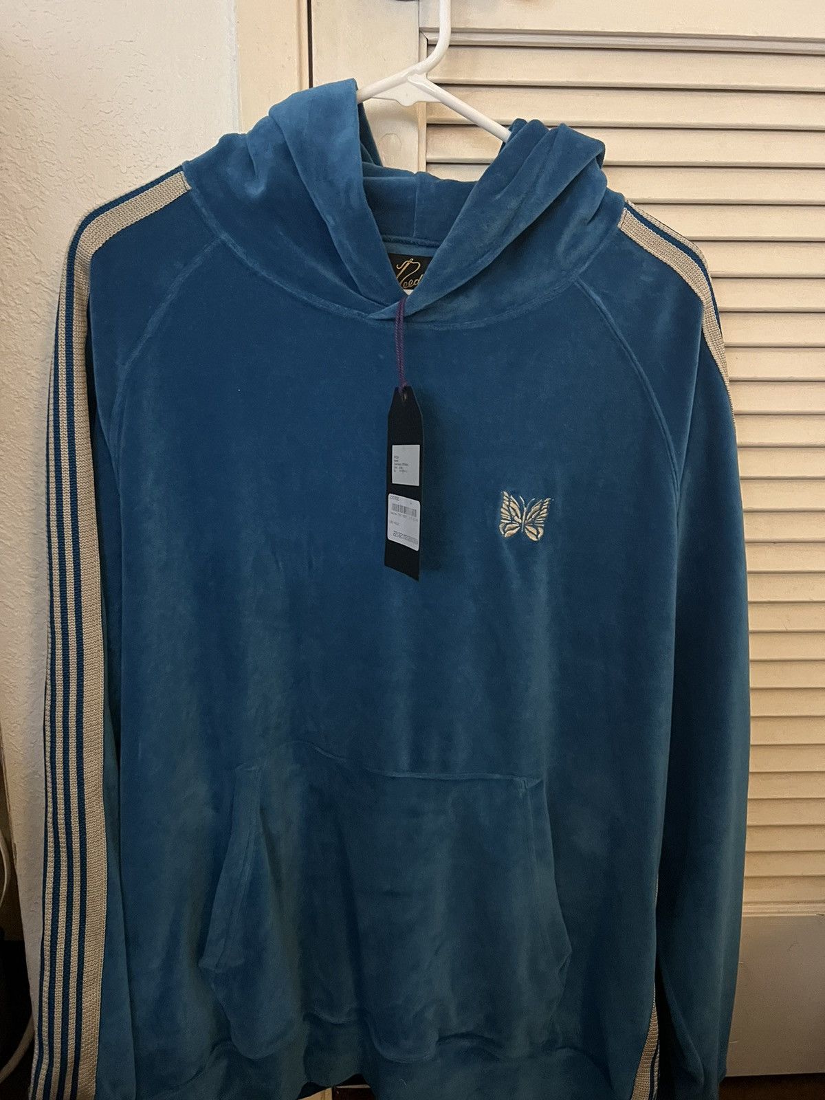 image of Needles Blue Velour Hoodie, Men's (Size Large)
