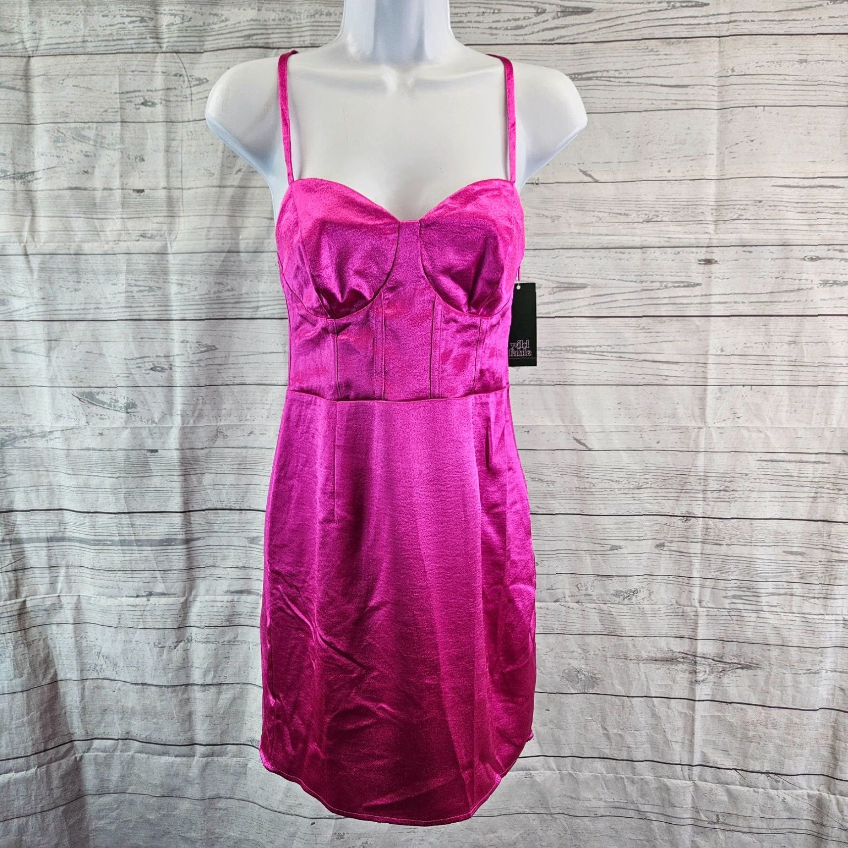 Vintage Wild Fable Womens Dress Small Solid Pink Lace Up Back Sleeveless Spaghetti Strap Bodycon Size S / US 4 / IT 40 - 2 Thumbnail