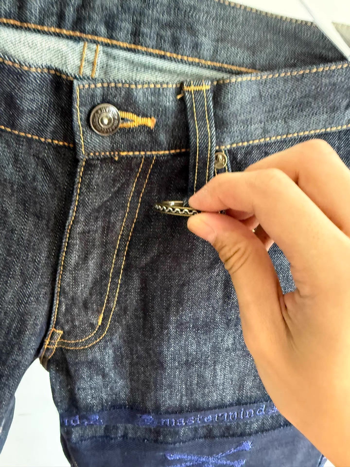 Mastermind Japan Mastermind Japan Blue Embroidery Jeans with Metal Rings Q17 Size US 34 / EU 50 - 5 Thumbnail