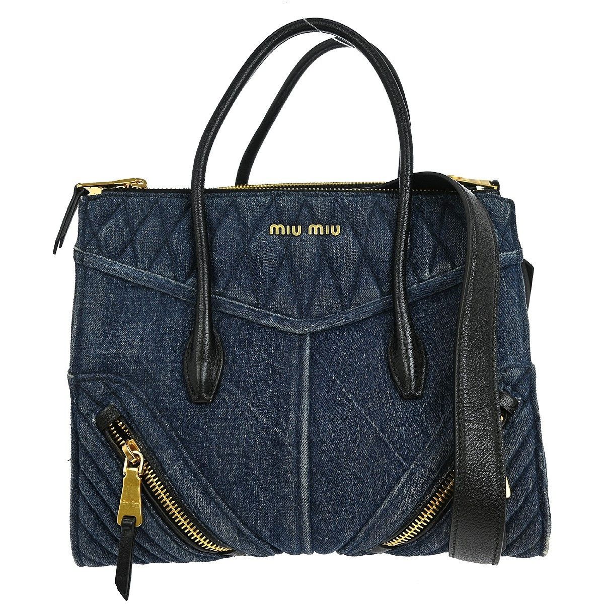 Miu Miu Miu Miu Biker Convertible Tote Denim with Leather Size ONE SIZE - 1 Thumbnail