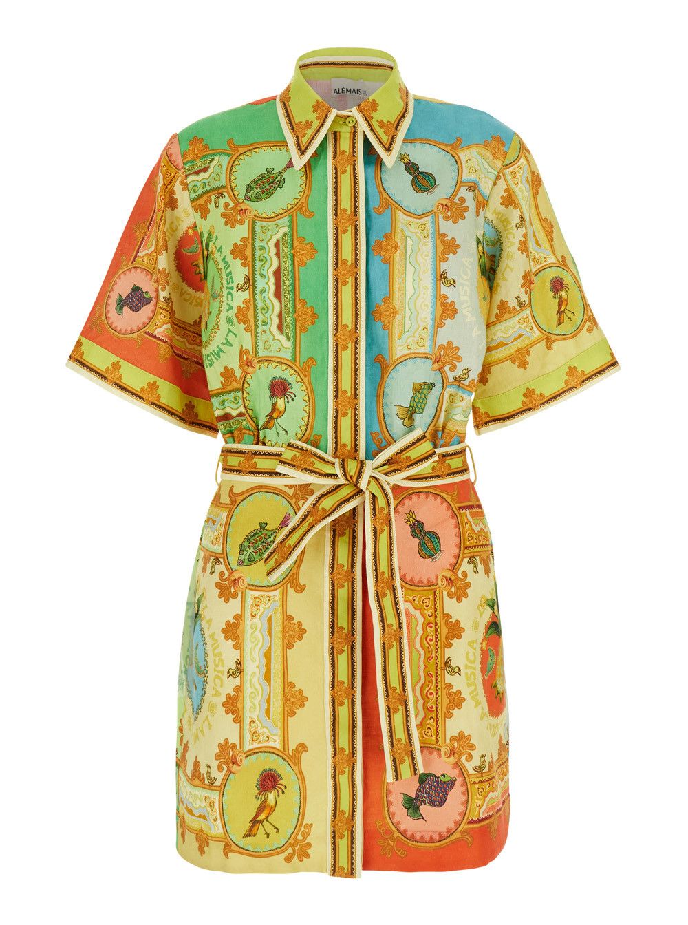 ALEMAIS 'La Musica' Multicolor Dress with All-Over Graphic Print in Linen Woman Size XS / US 0-2 / IT 36-38 - 1 Thumbnail