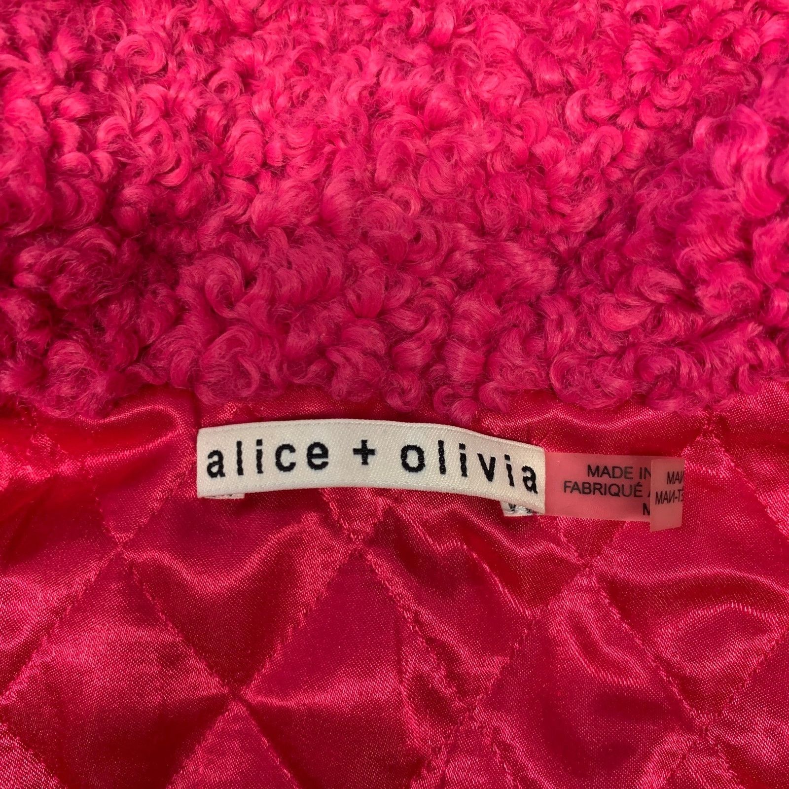 Alice + Olivia ALICE + OLIVIA M Pink Polyester Textured Faux Fur Jacket Size M / US 6-8 / IT 42-44 - 6 Thumbnail