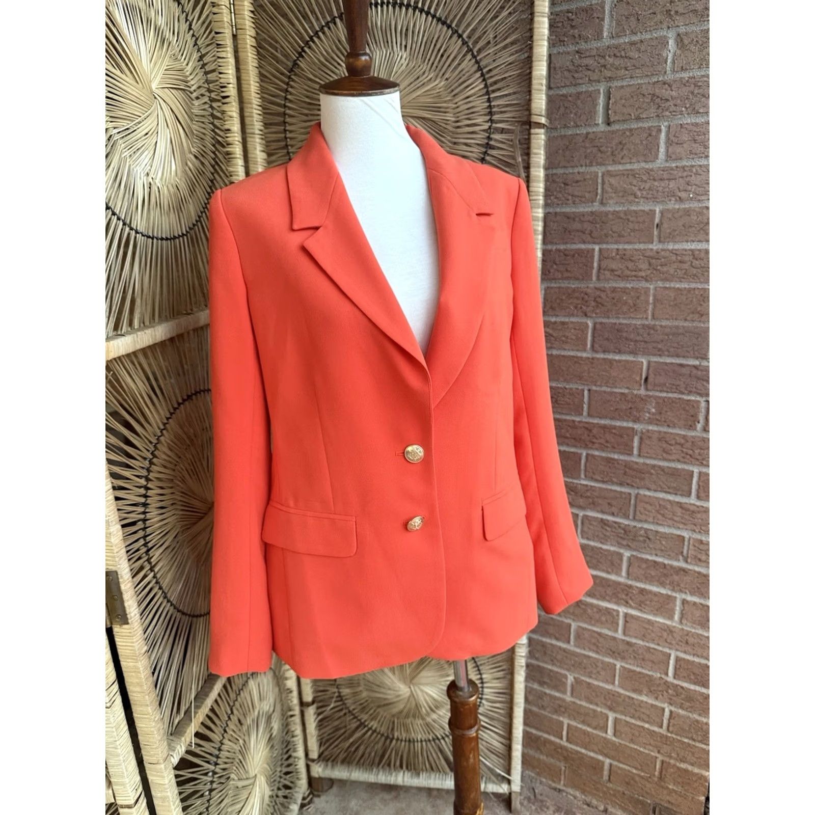 J.Crew J.Crew Willa Blazer Womens 6 Orange Gold Button Lined Career Jacket Shirt Size M / US 6-8 / IT 42-44 - 2 Thumbnail