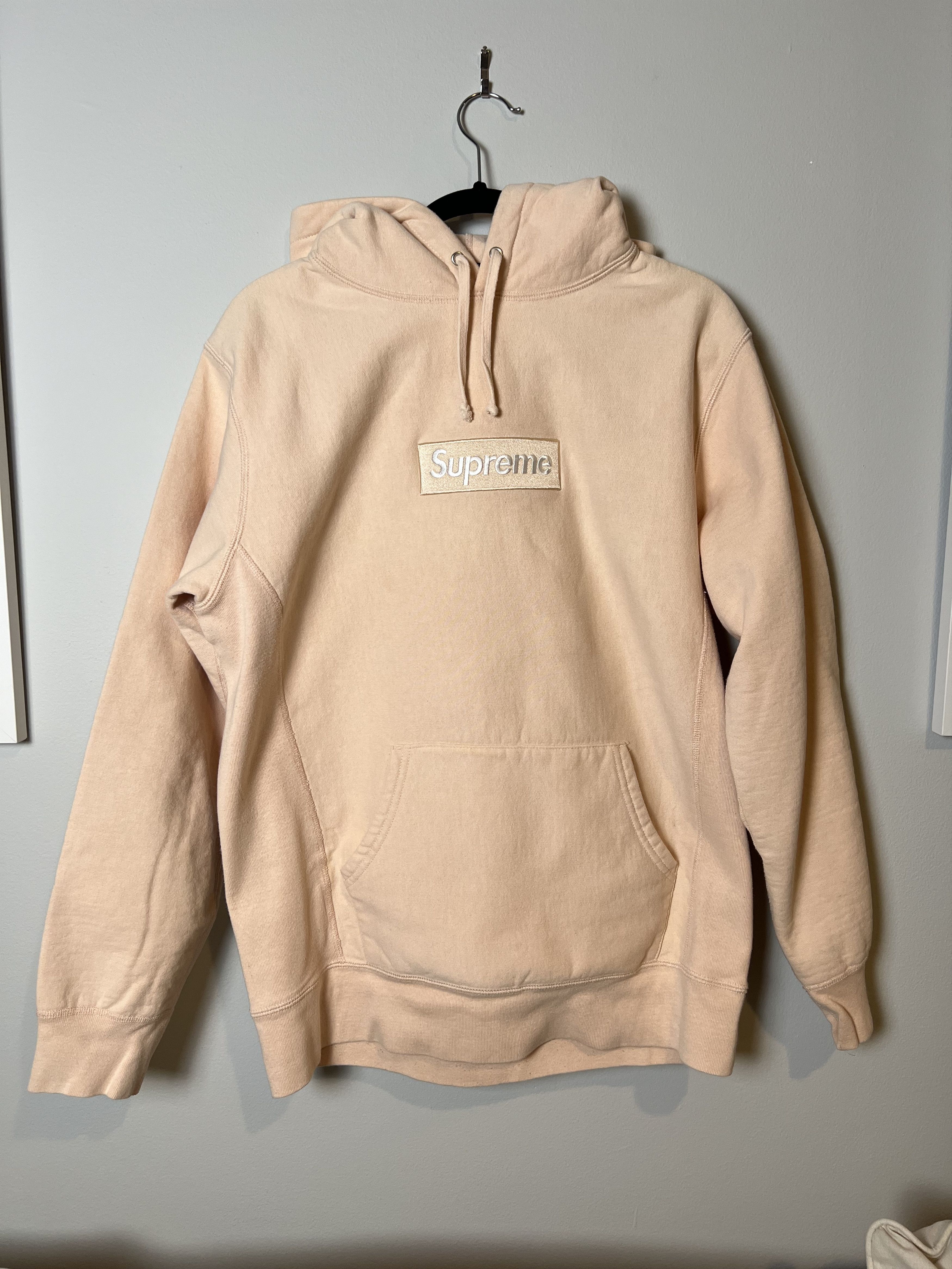 Supreme box store logo peach hoodie