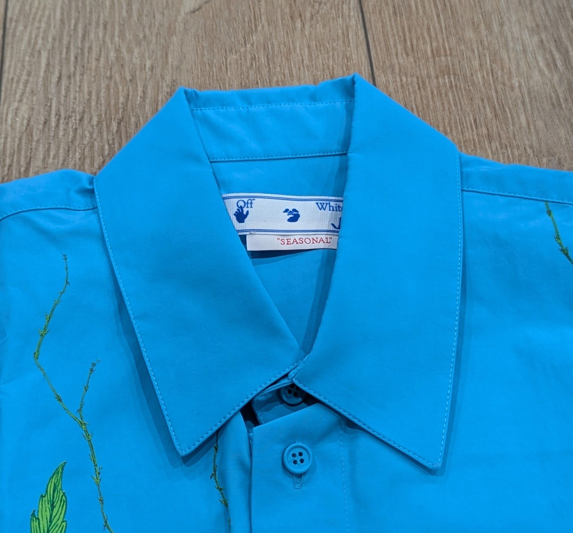 Off-White OFF-WHITE Leaf Print SS Button Up Shirt Teal Medium Size US M / EU 48-50 / 2 - 3 Thumbnail