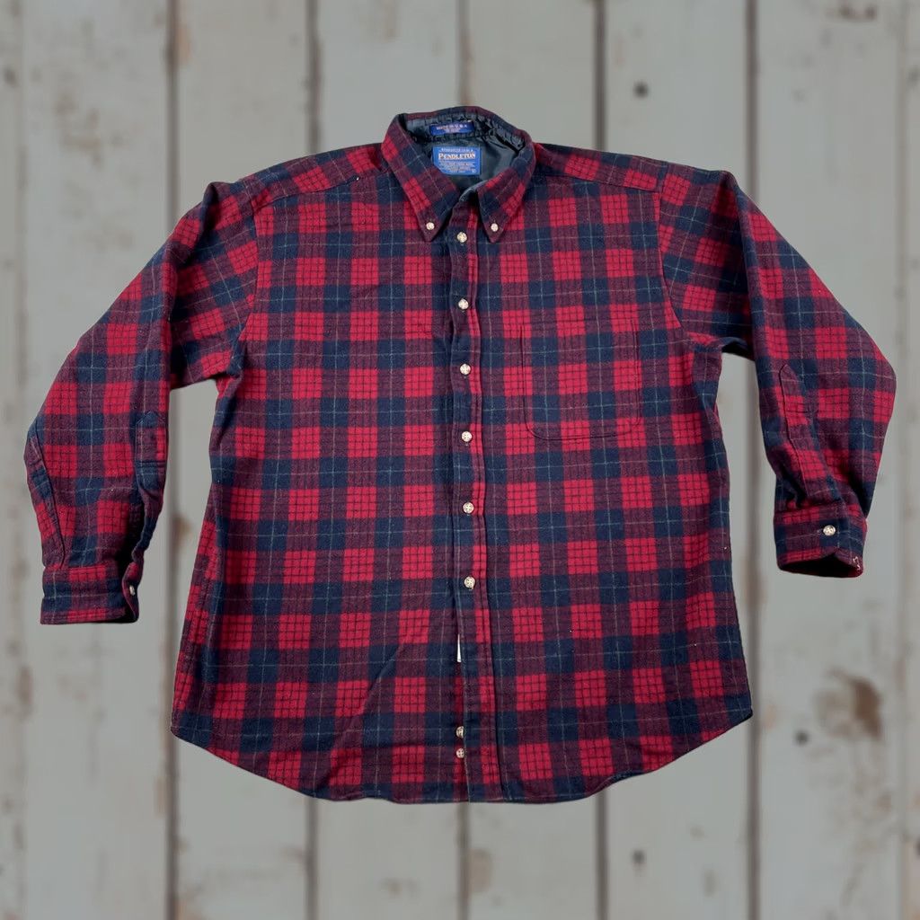 Pendleton VINTAGE Pendleton Men’s Large Reg Wool Flannel Button Up Shirt Made In USA EUC Size US L / EU 52-54 / 3 - 1 Thumbnail