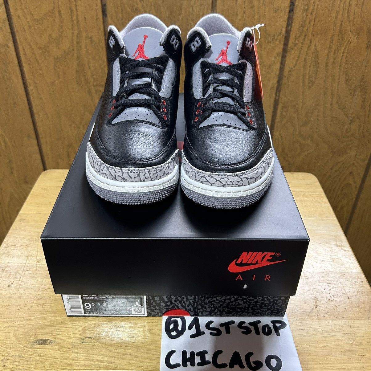 Jordan Brand × Nike Nike Air Jordan 3 Retro Black Cement 2024 Size 9.5 NEW Size US 9.5 / EU 42-43 - 2 Thumbnail