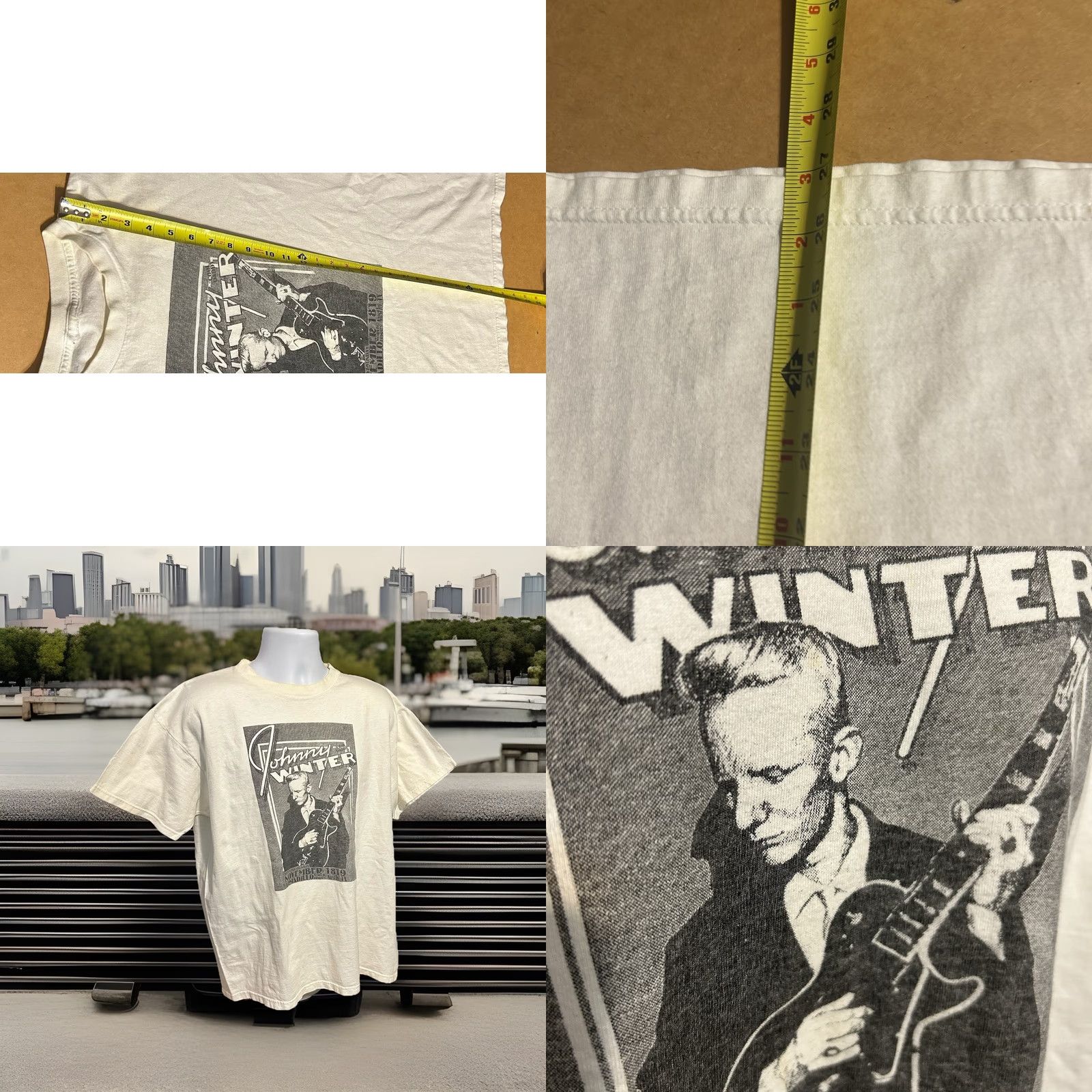 Vintage VINTAGE Johnny Winter Shirt Men Large White Short Sleeve Graphic Print Blues 2000s Size US L / EU 52-54 / 3 - 9 Thumbnail