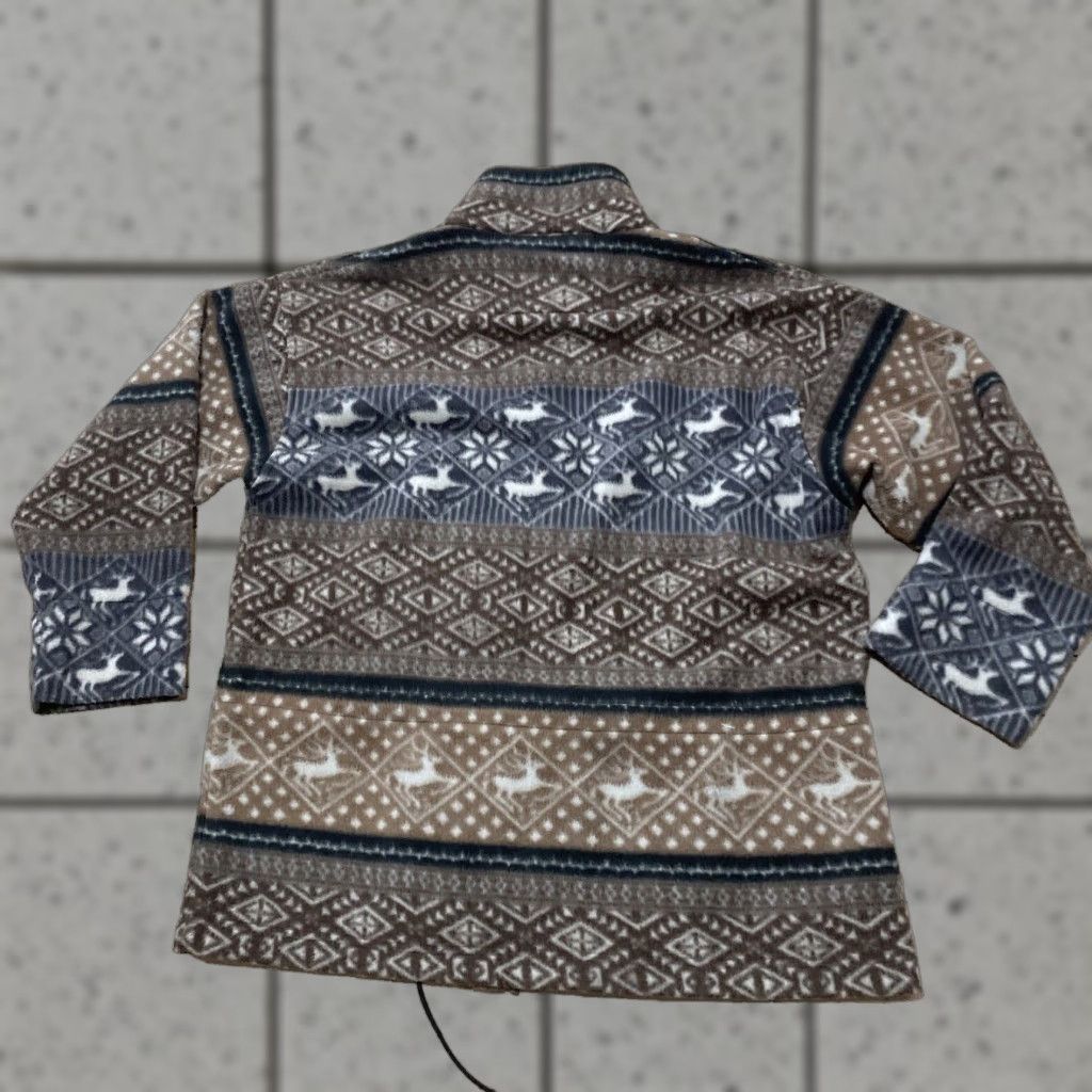 Vintage VINTAGE Slyll New York Sherpa Fleece Sweater Men L Brown Gray Deer Nordic Tribal 90s Full Zip Size US L / EU 52-54 / 3 - 1 Thumbnail