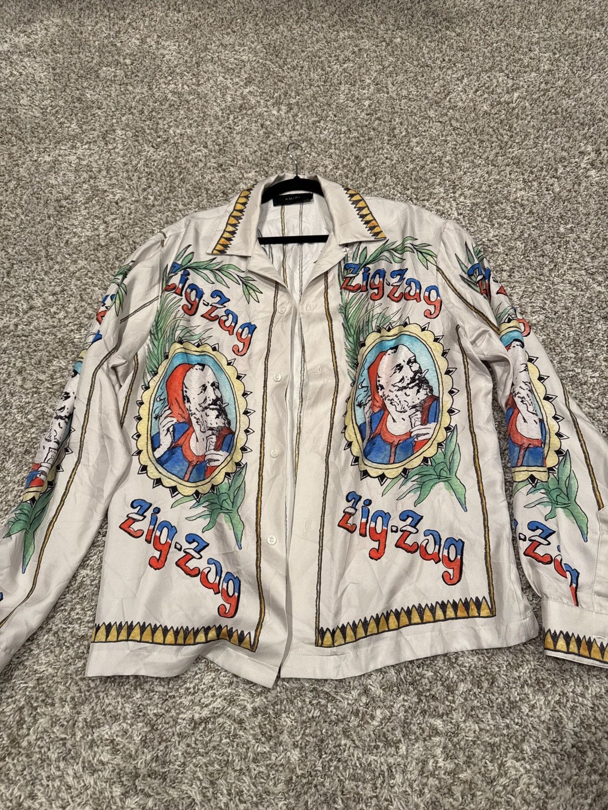 Amiri Amiri silk zig zag silk shirt Size US XL / EU 56 / 4 - 1 Thumbnail