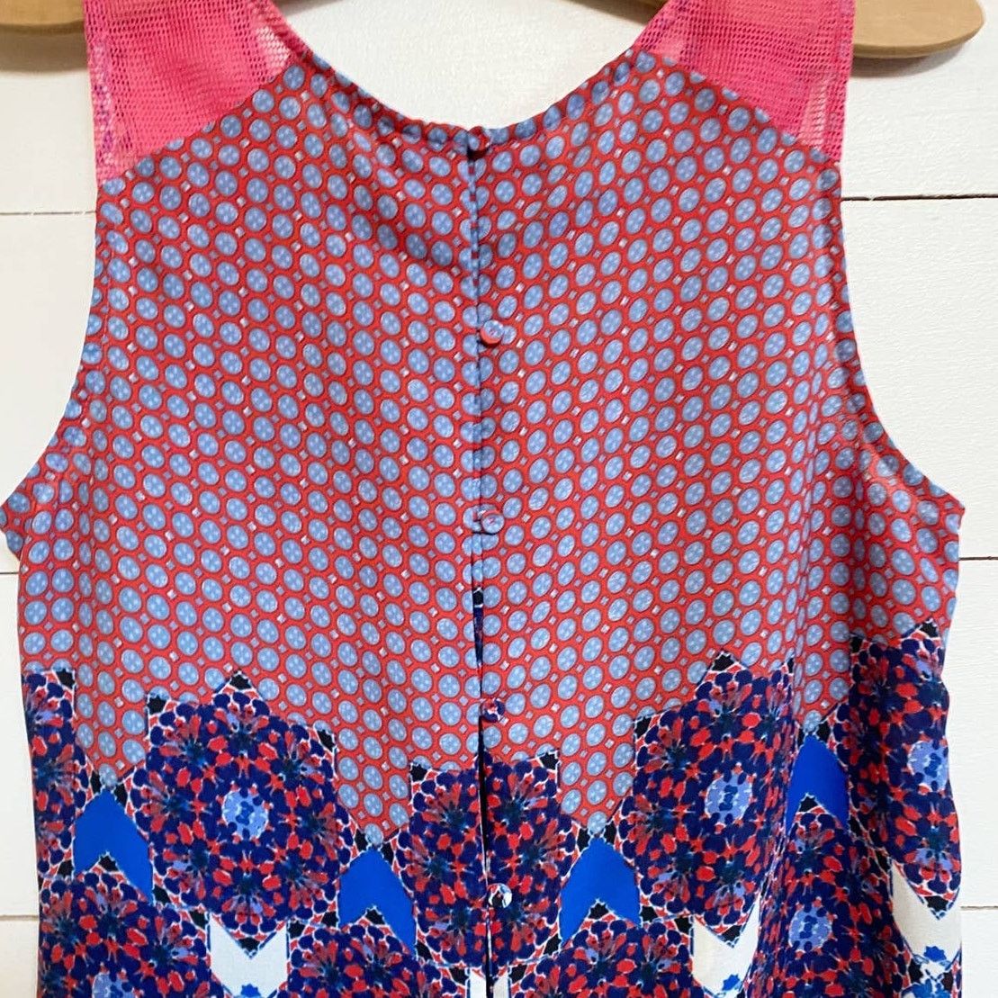 Vintage Angelyne Button Back Lace & Mesh Trim Sleeveless Blouse Size M / US 6-8 / IT 42-44 - 4 Thumbnail