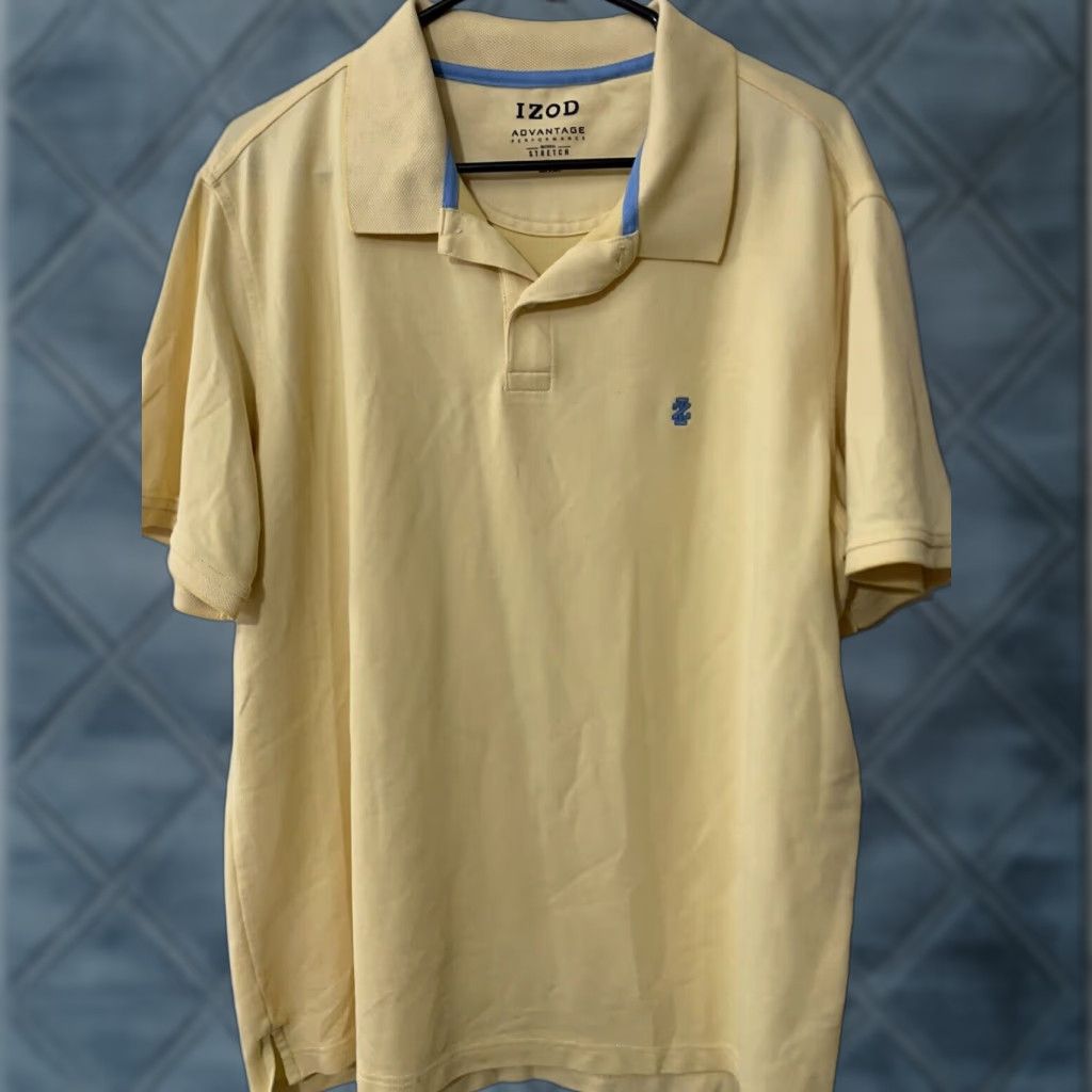 Izod IZOD Advantage Performance Stretch Men's Collared Yellow Sz XL Blue Logo Size US XL / EU 56 / 4 - 1 Thumbnail