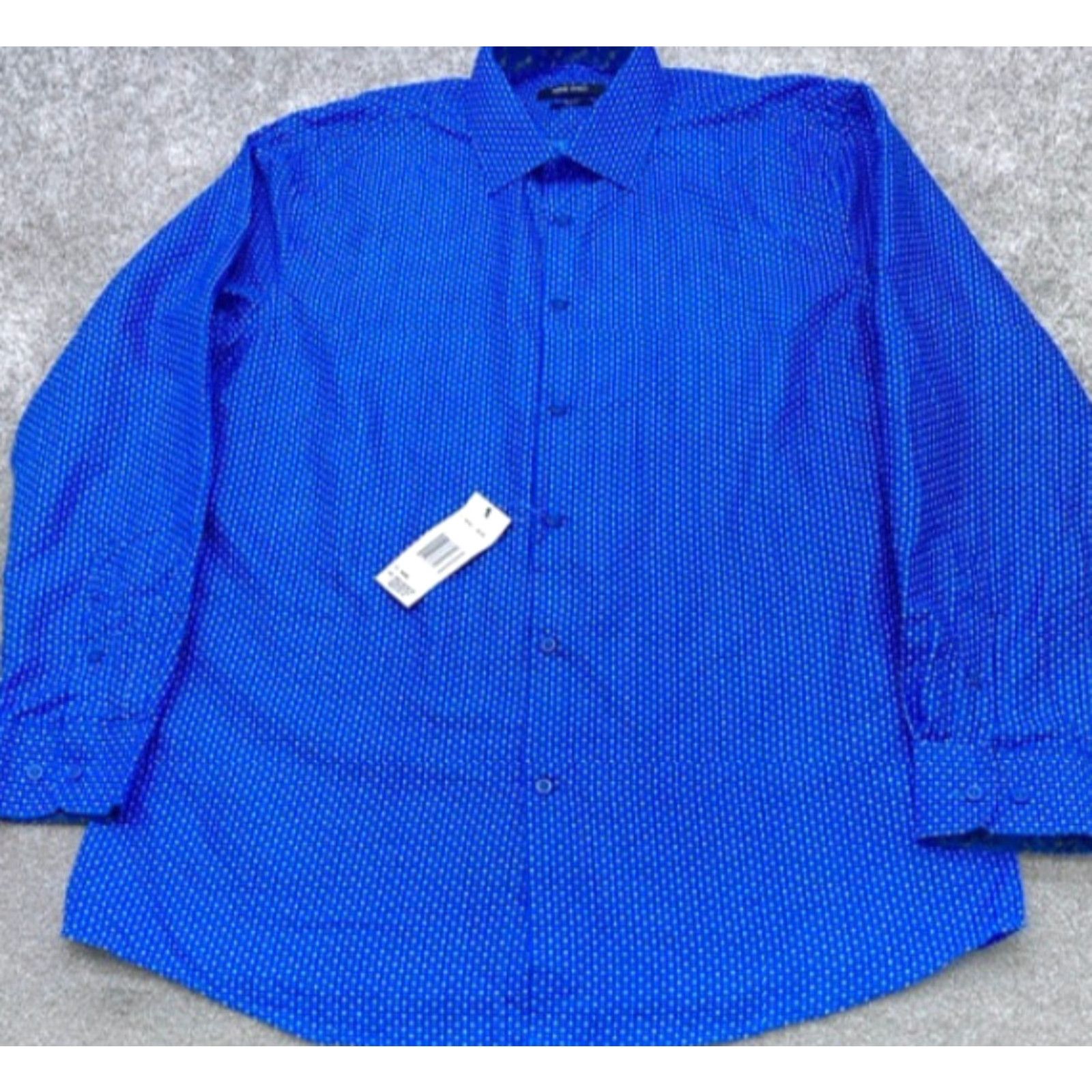 Nine West NWT Nine West Dress Shirt Men's Large Blue White Design Long Sleeve Button Up Size 42R - 2 Thumbnail