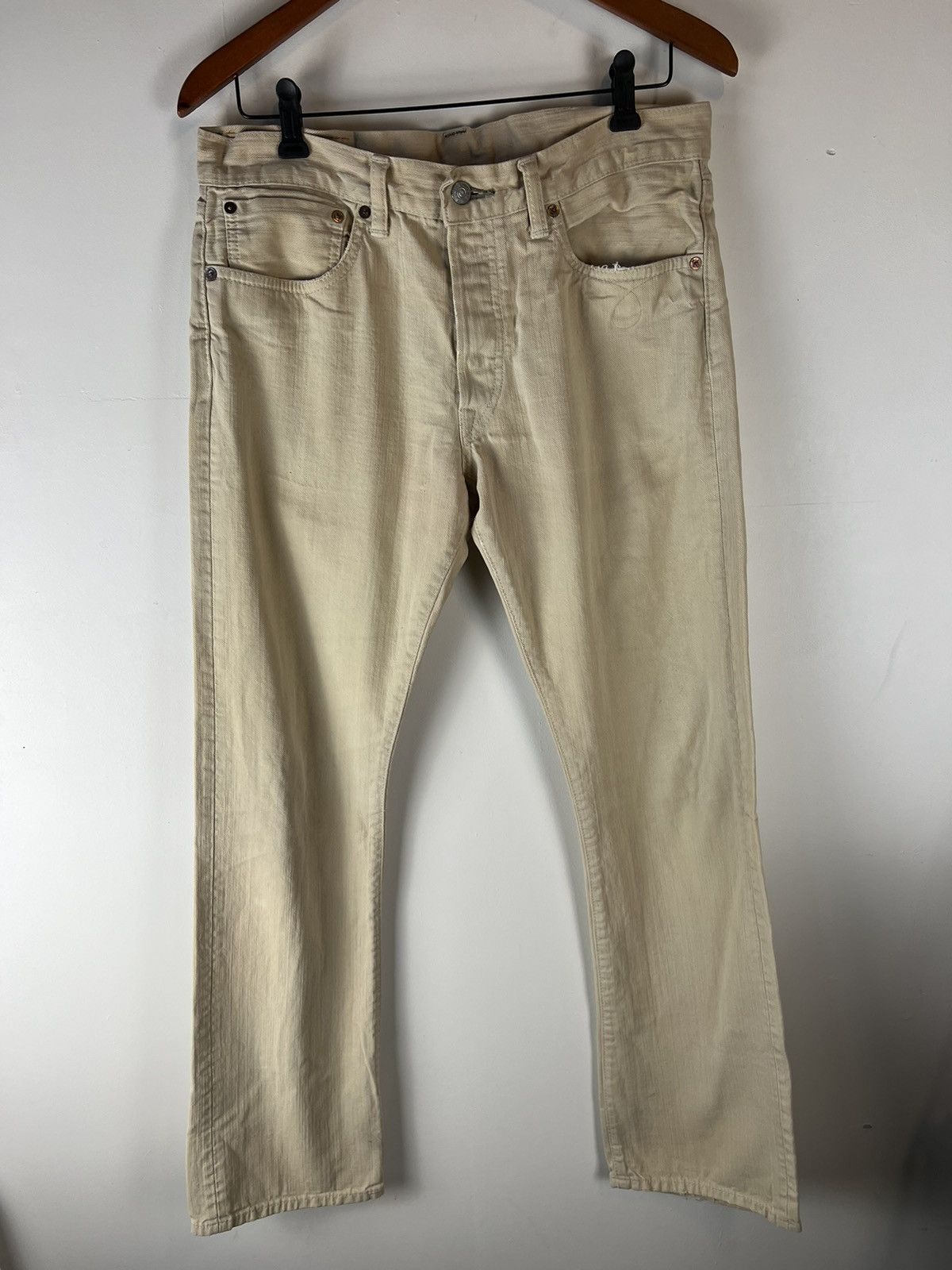 image of Rrl Ralph Lauren Rrl Slim Boot Cut Selvedge Jeans in Cream, Men's (Size 32)