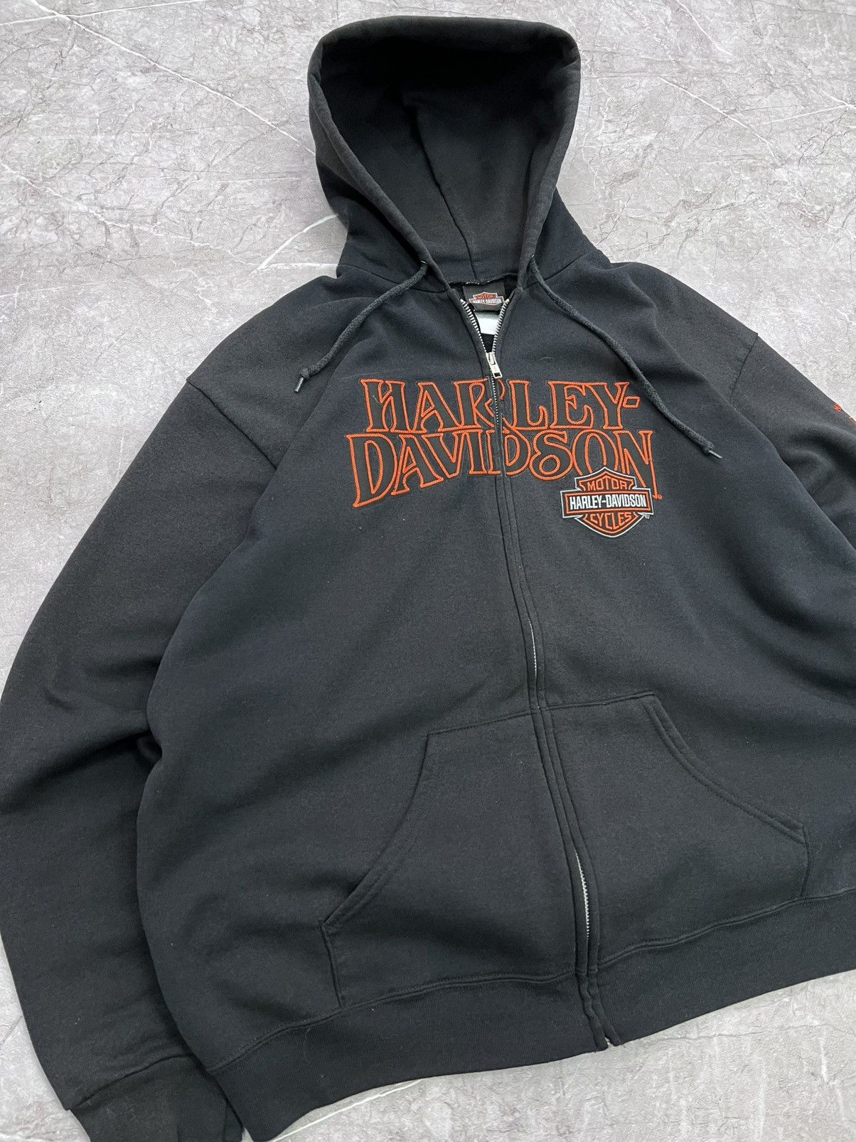 Harley Davidson × Japanese Brand Vintage Y2K BOXY Harley Davidson Printed zip up Hoodie Size US L / EU 52-54 / 3 - 2 Thumbnail