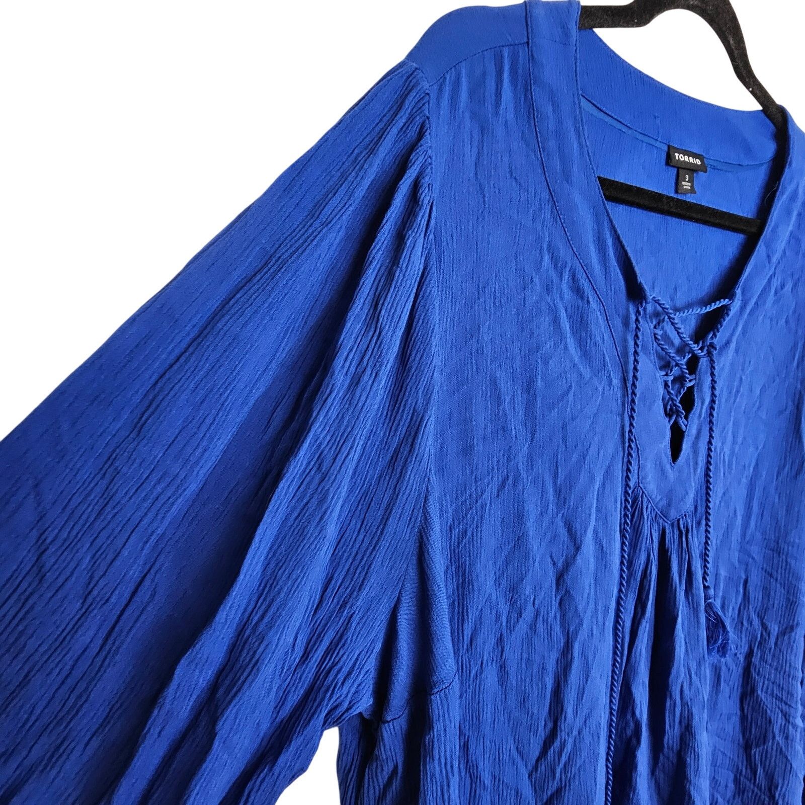 Torrid Torrid Women Cobalt Blue Lace Up Top Plus Size 3X Drapey Size 3XL / US 20-22 - 5 Thumbnail
